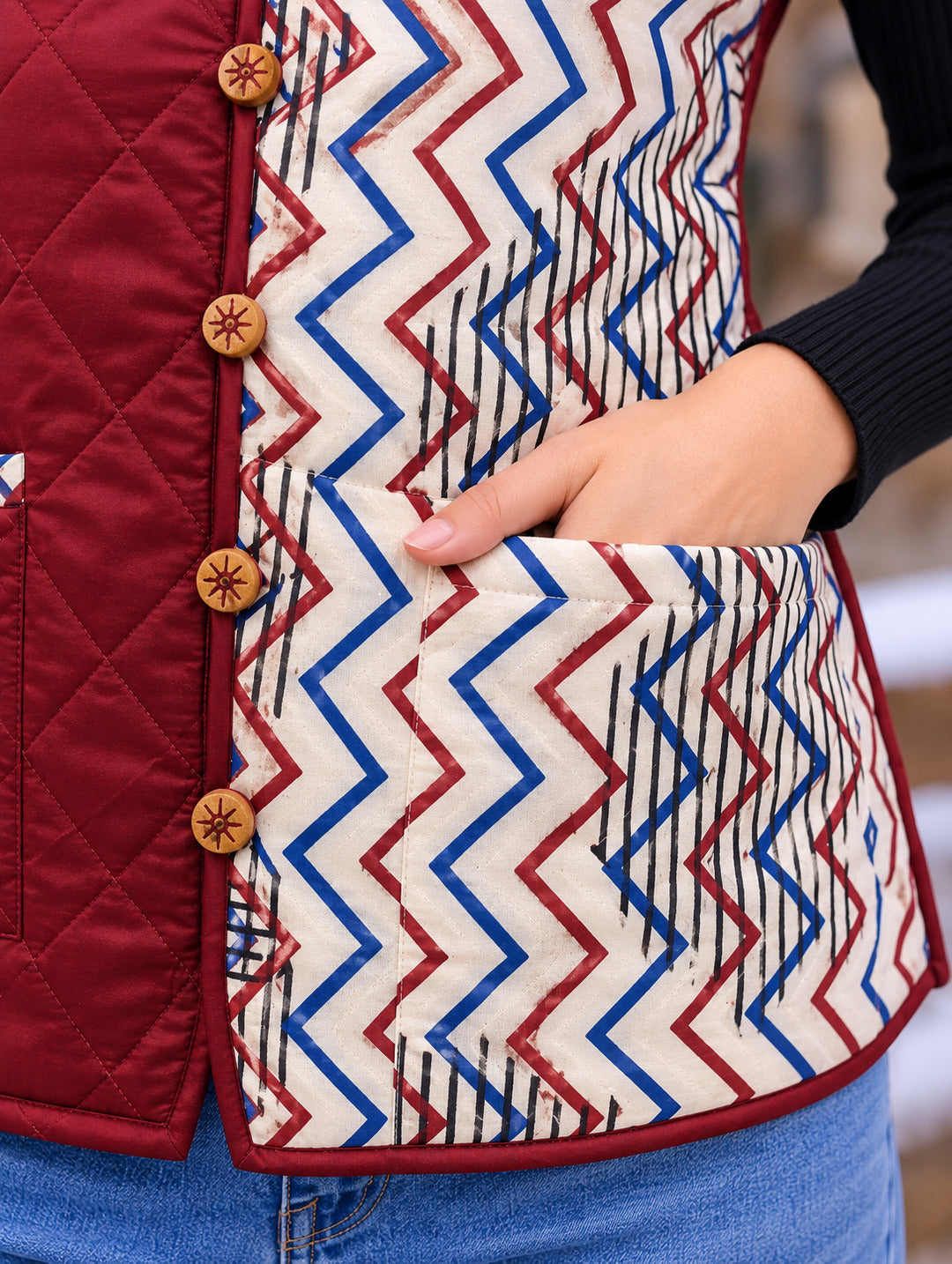 Colorful women's jacket by Crazy Needle Online featuring multicolour fabric and stylish design, perfect for casual wear.