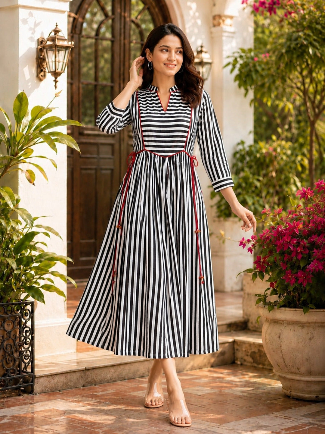 Women's black 3/4-sleeve dress by Crazy Needle Online