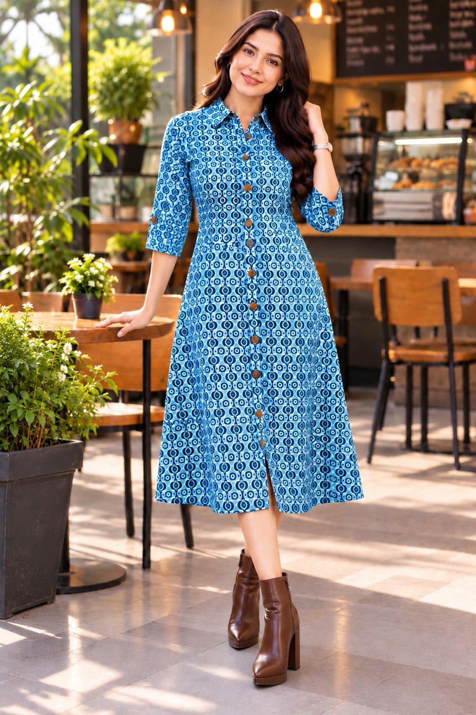 Women's Blue Boyfriend Shirt