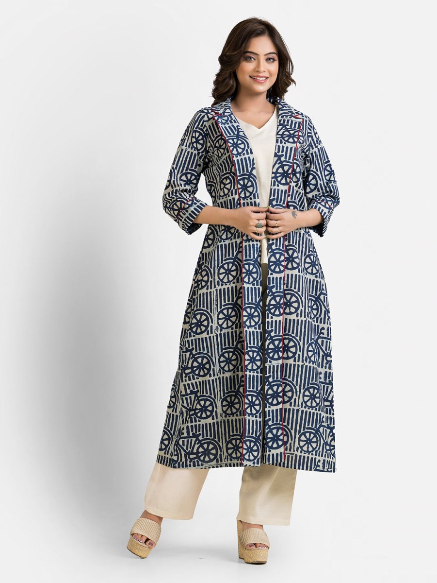 Women's Cotton Indigo Long Shrug - Crazy Needle Online