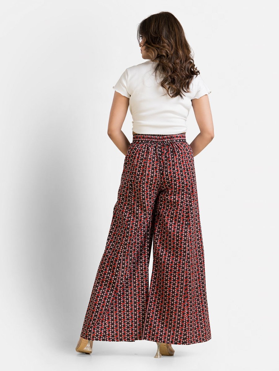 Women's Cotton Maroon Ankle Length Palazzo - Crazy Needle Online