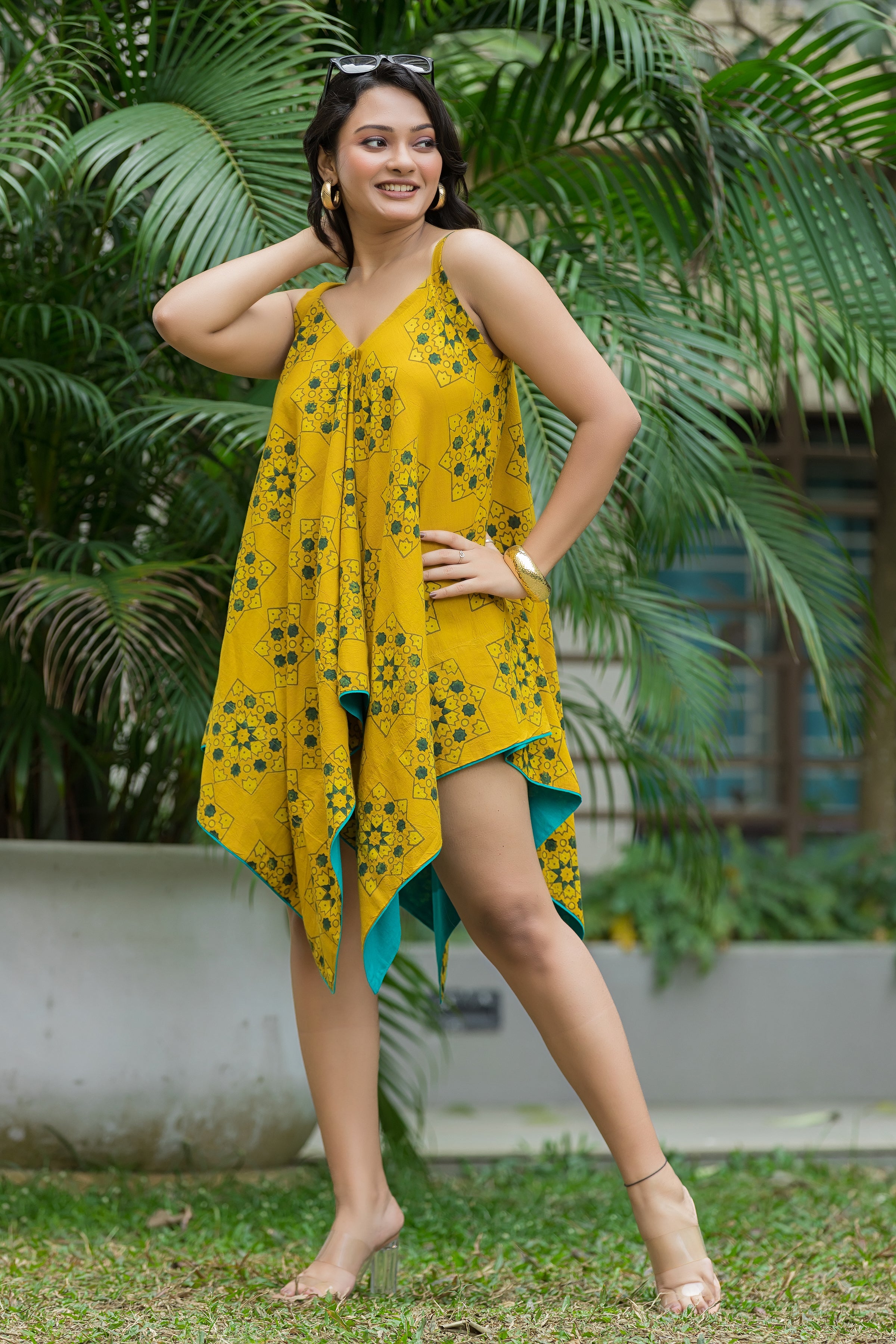 Women's Cotton Kite shape Yellow Dress