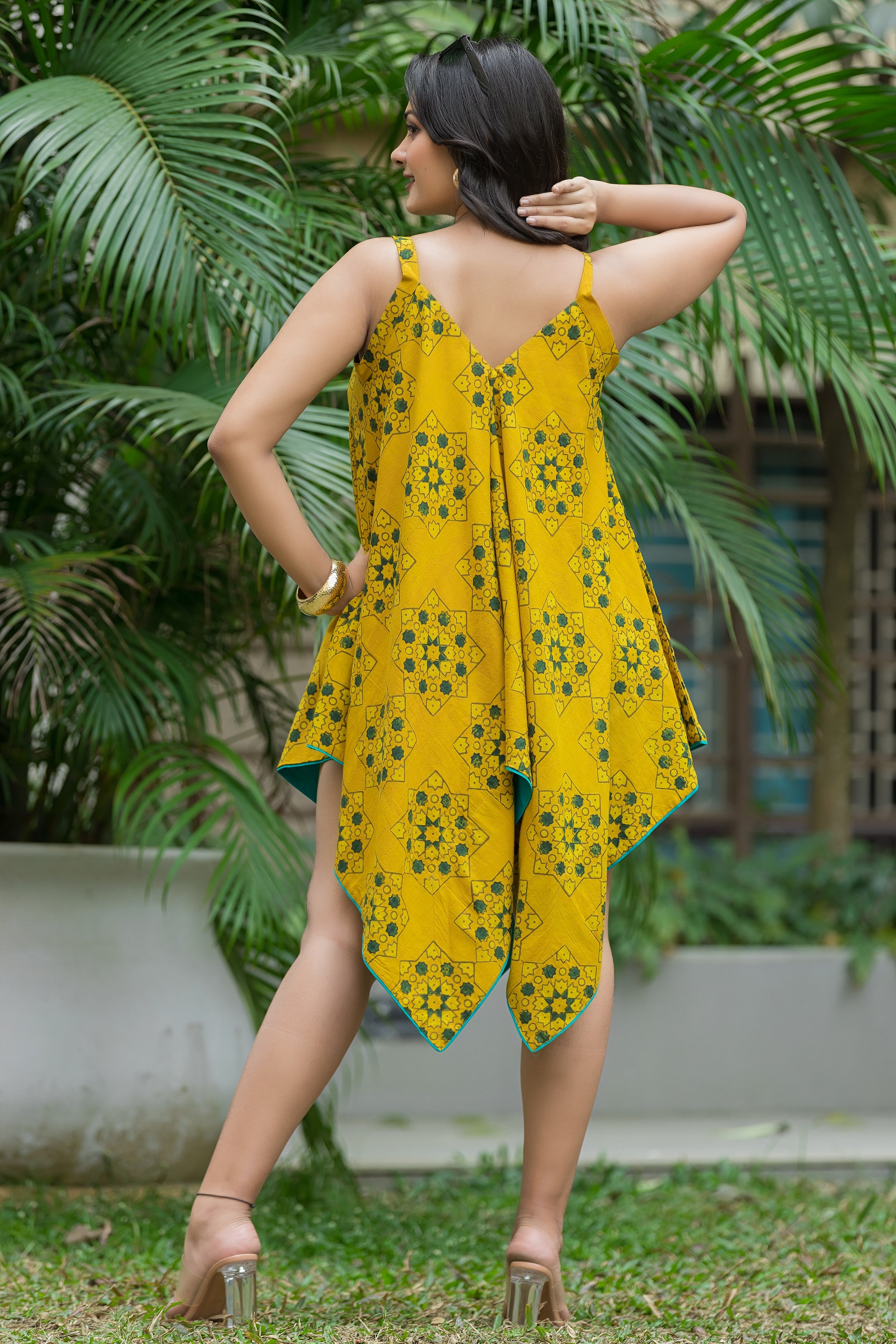 Women's Cotton Kite shape Yellow Dress
