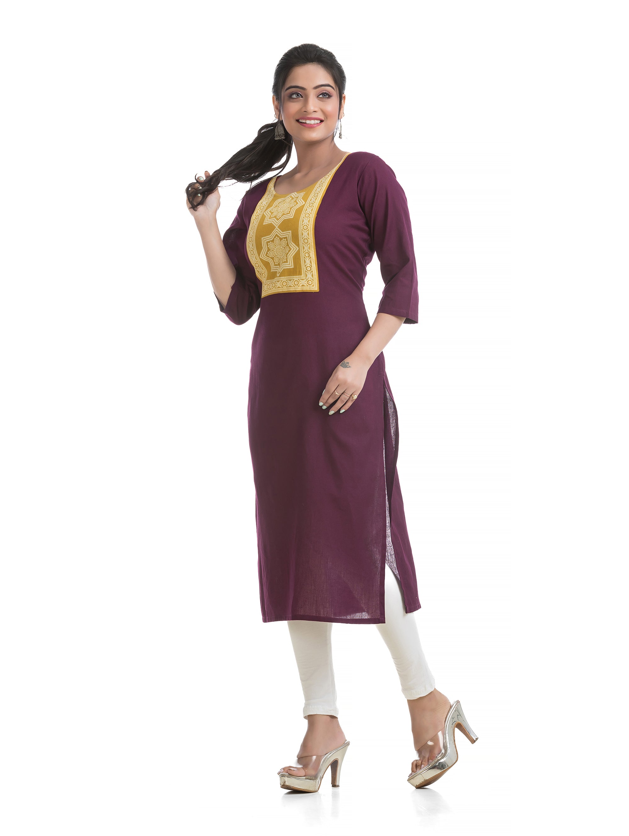 Ajrakh Patch Purple Straight Kurti