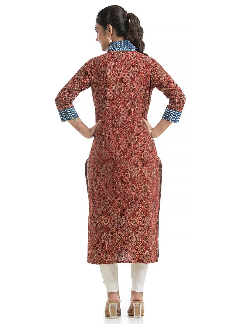 Ajrakh Collar Kurti