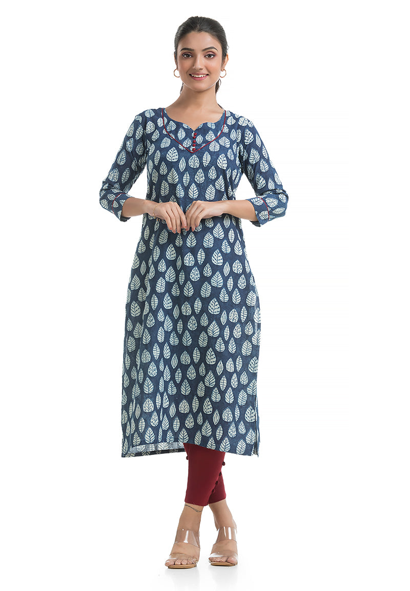 Indigo Three Quarter Sleeves Kurti