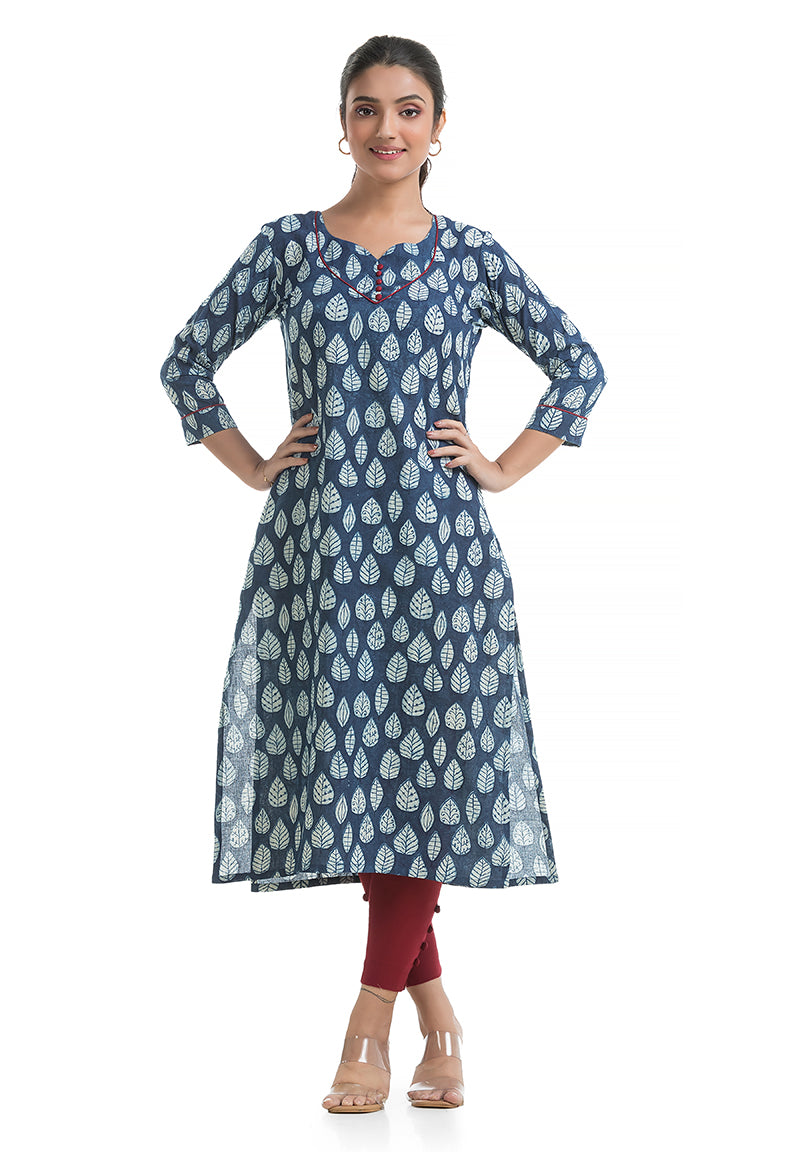 Indigo Three Quarter Sleeves Kurti