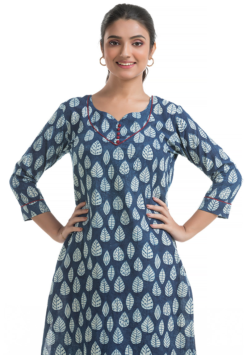 Indigo Three Quarter Sleeves Kurti