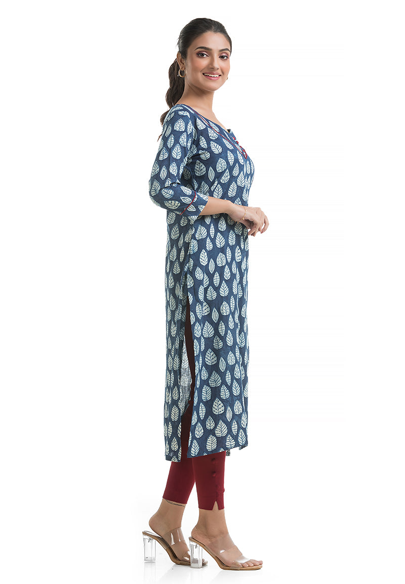 Indigo Three Quarter Sleeves Kurti