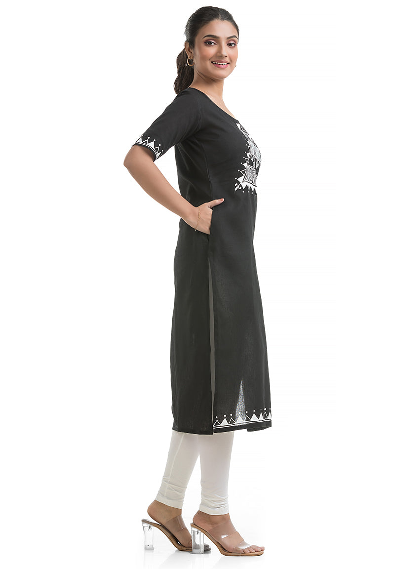 Black Hand Painted Kurti