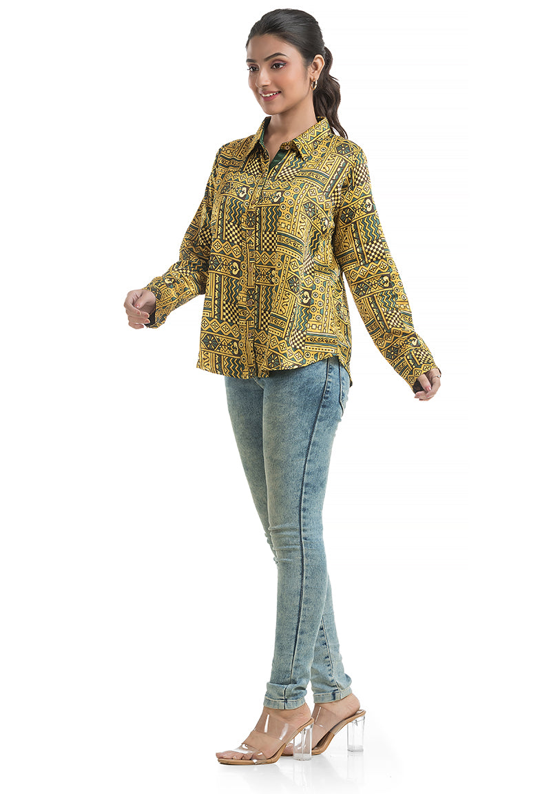 Natural Handblock Silk Shirt