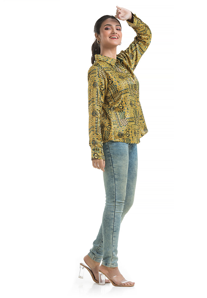 Natural Handblock Silk Shirt