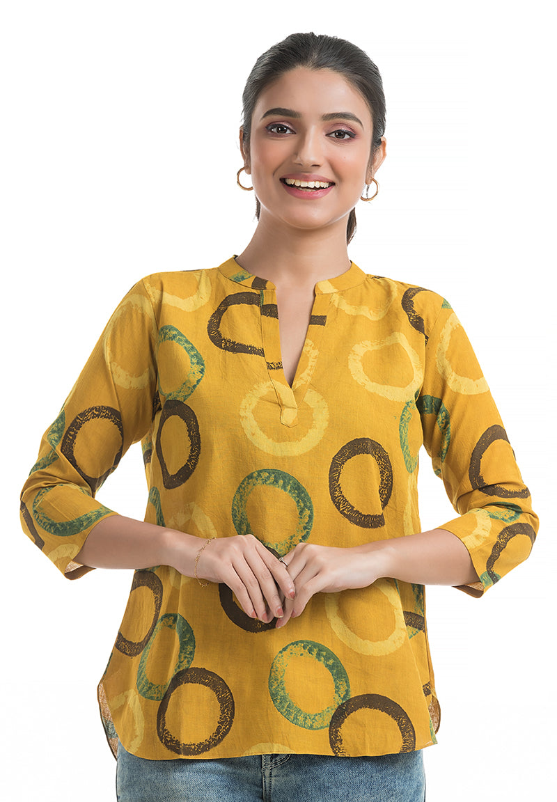 Mustard Natural Handblock Top