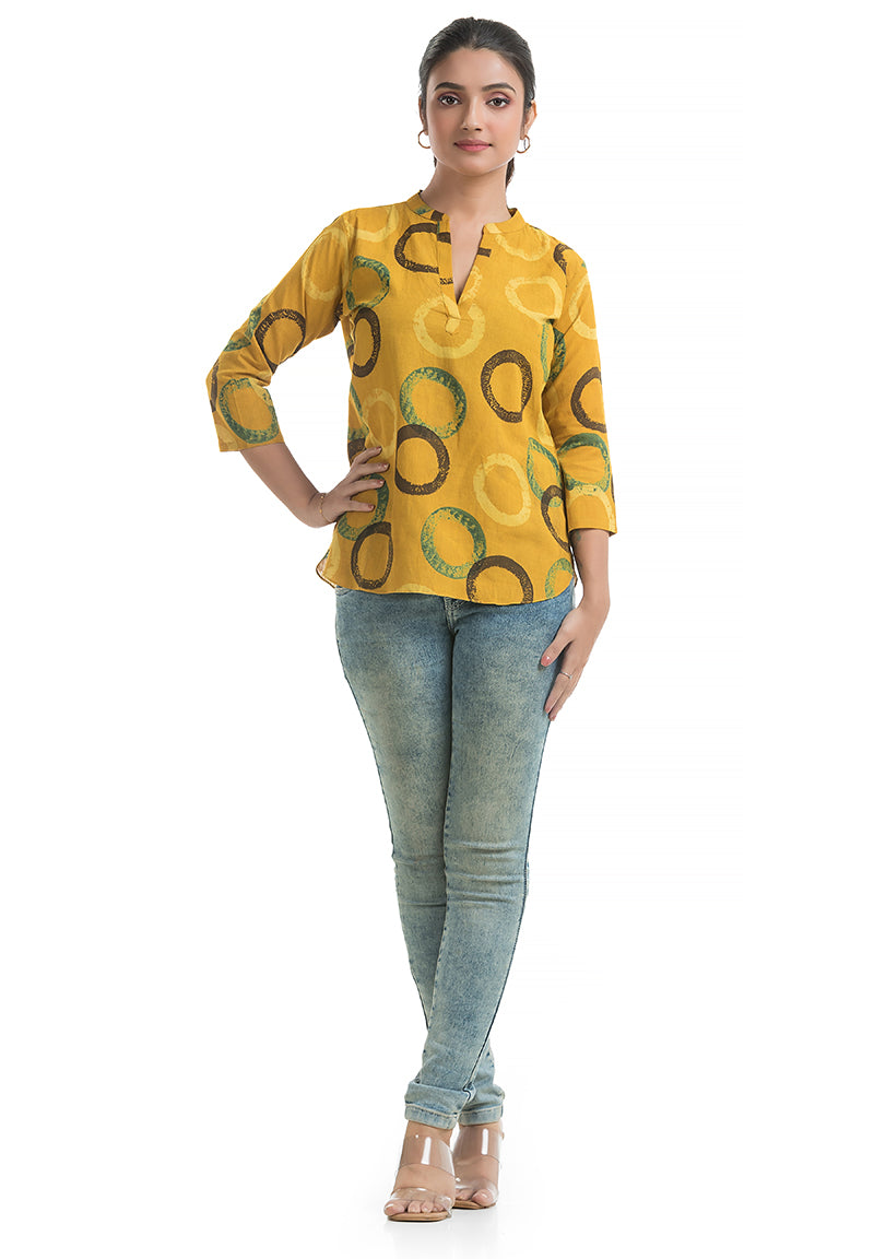 Mustard Natural Handblock Top