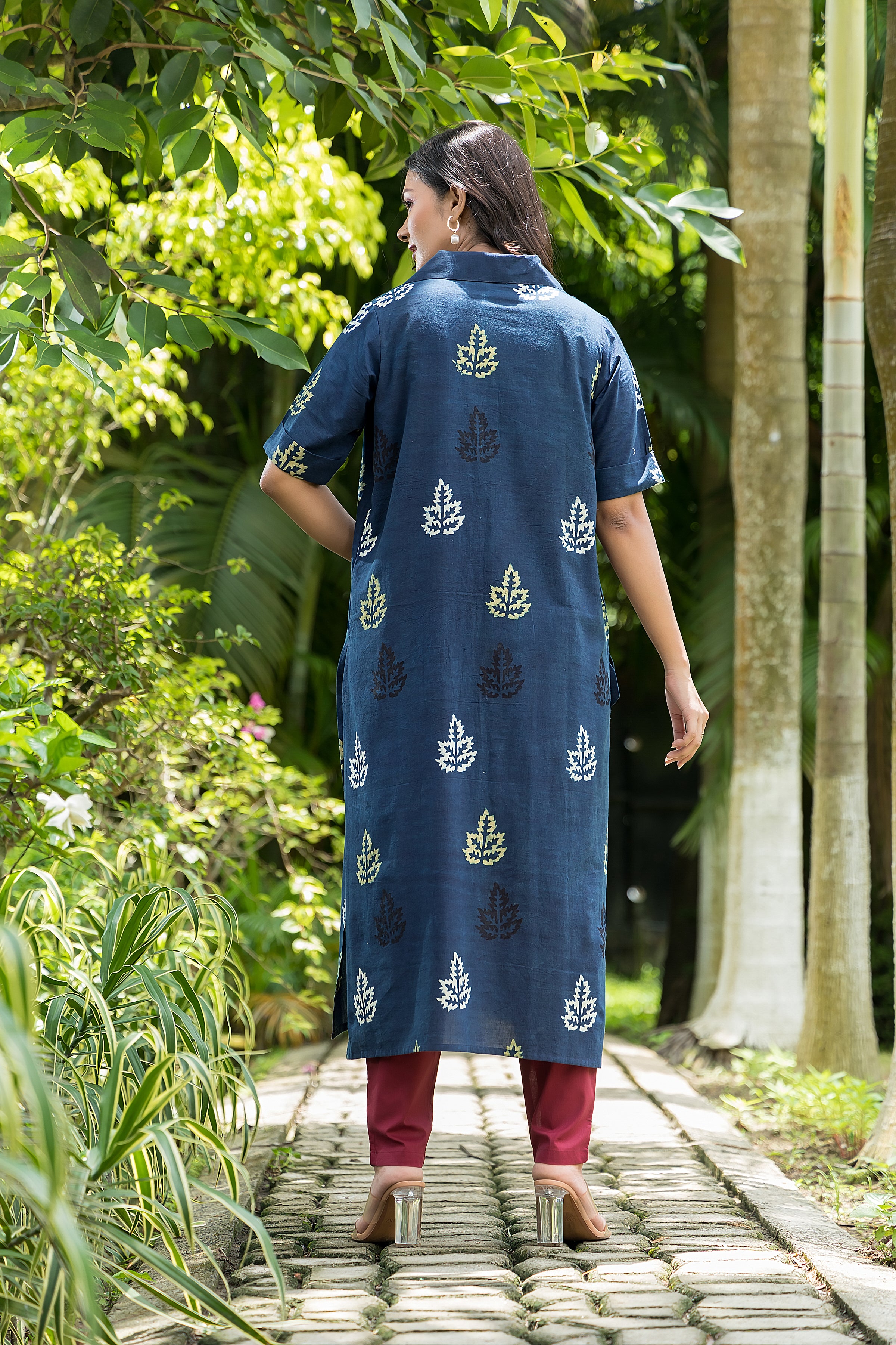 Women's Cotton Blue Handblock Kurta