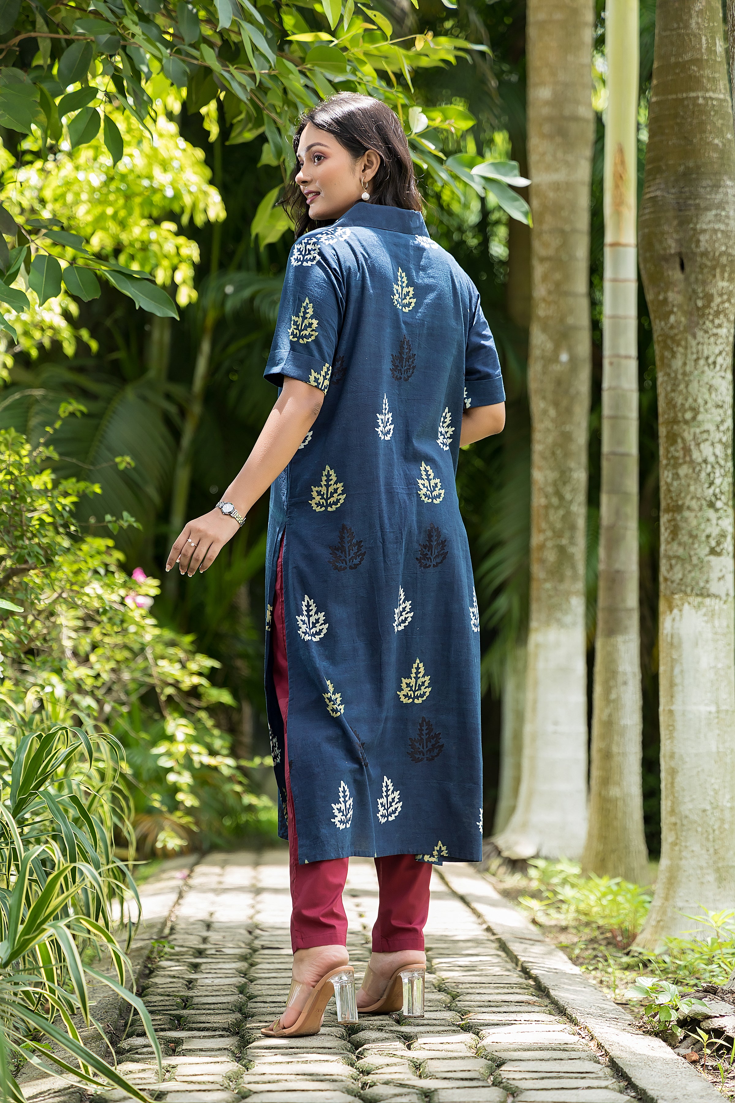 Women's Cotton Blue Handblock Kurta
