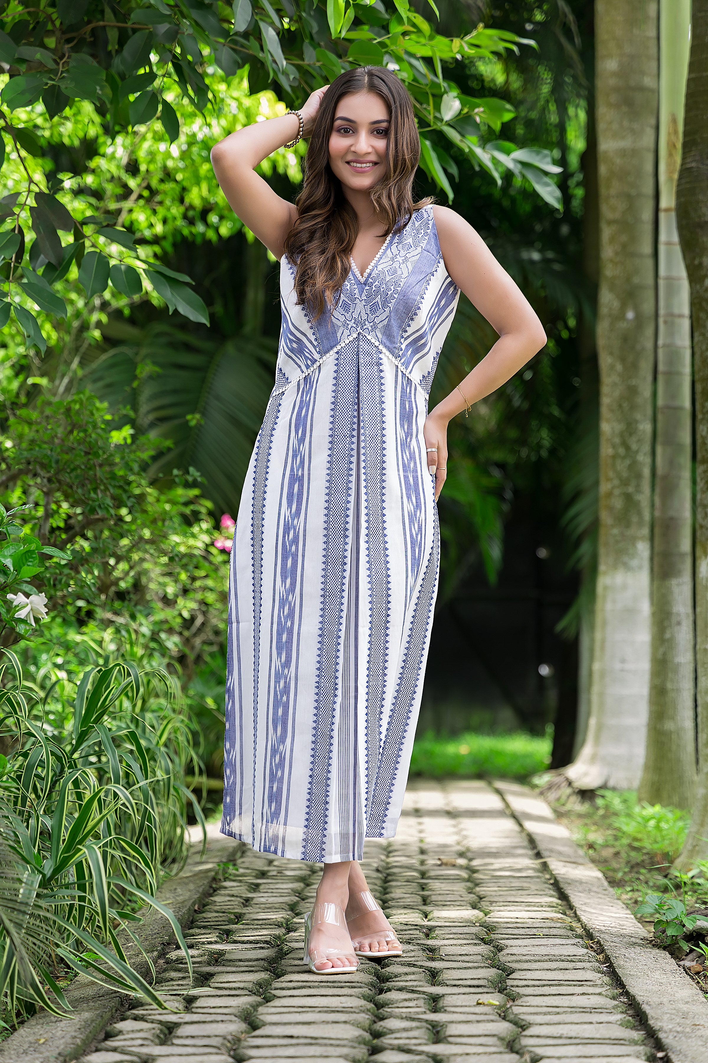 Women's Cotton Red Dhaniakhali Dress