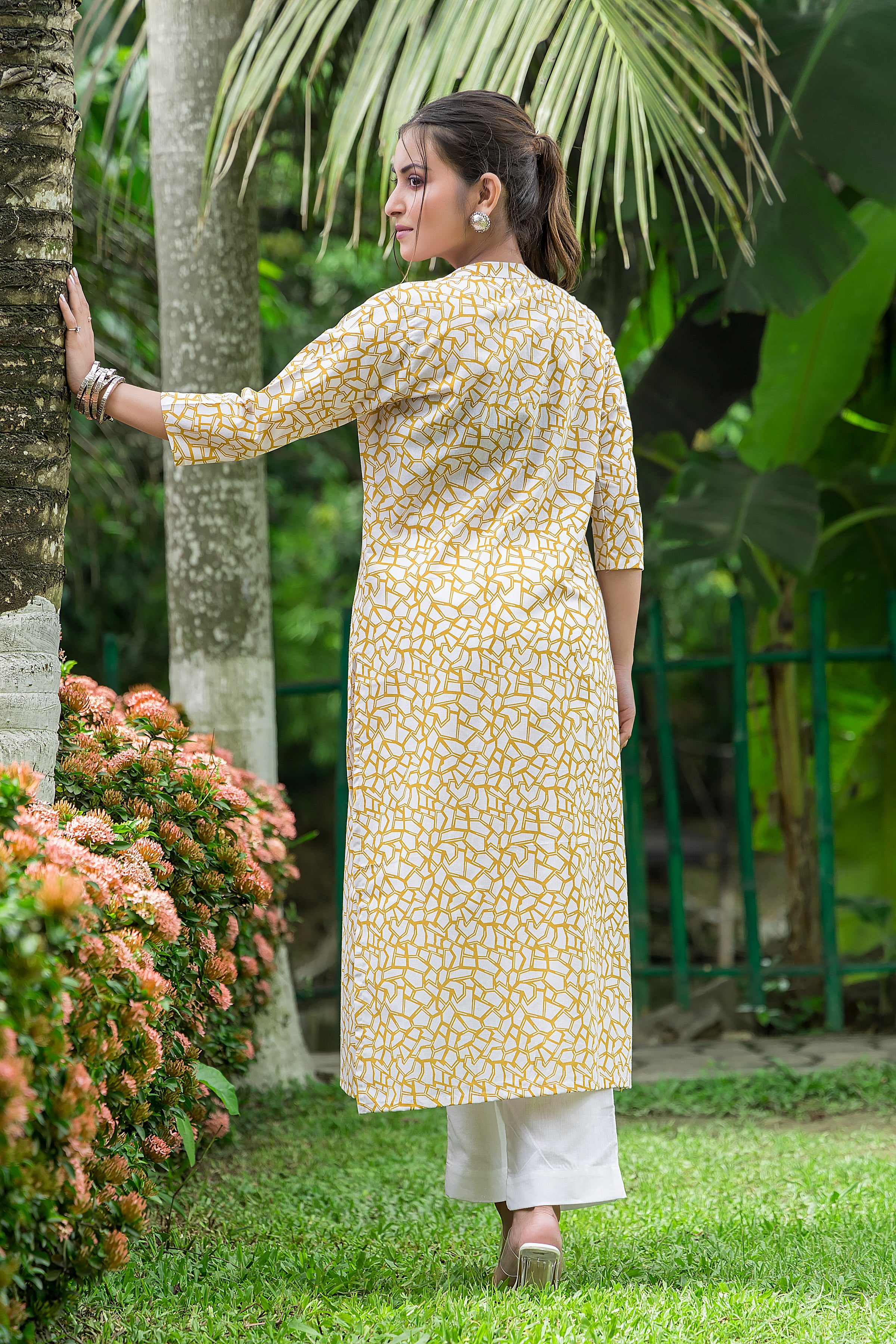 Women's Yellow Cotton Kurti