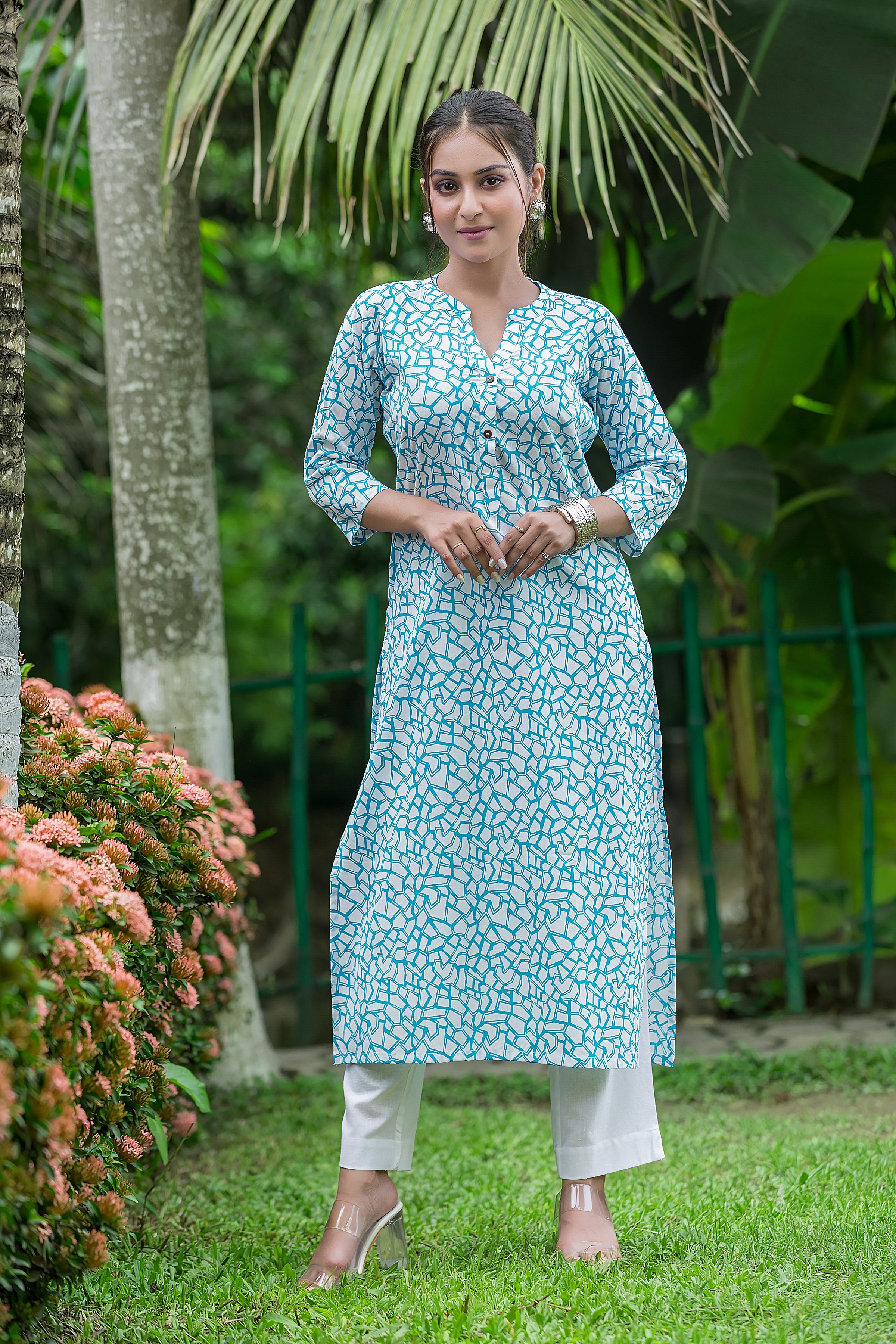 Women's Blue Cotton Kurti