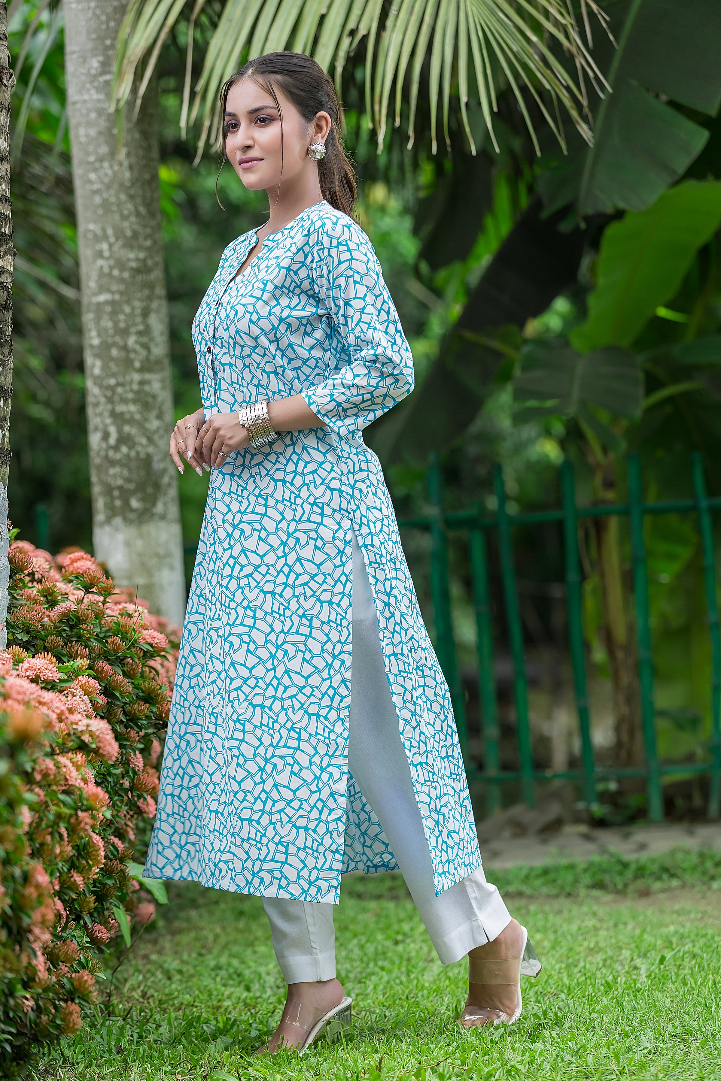 Women's Blue Cotton Kurti