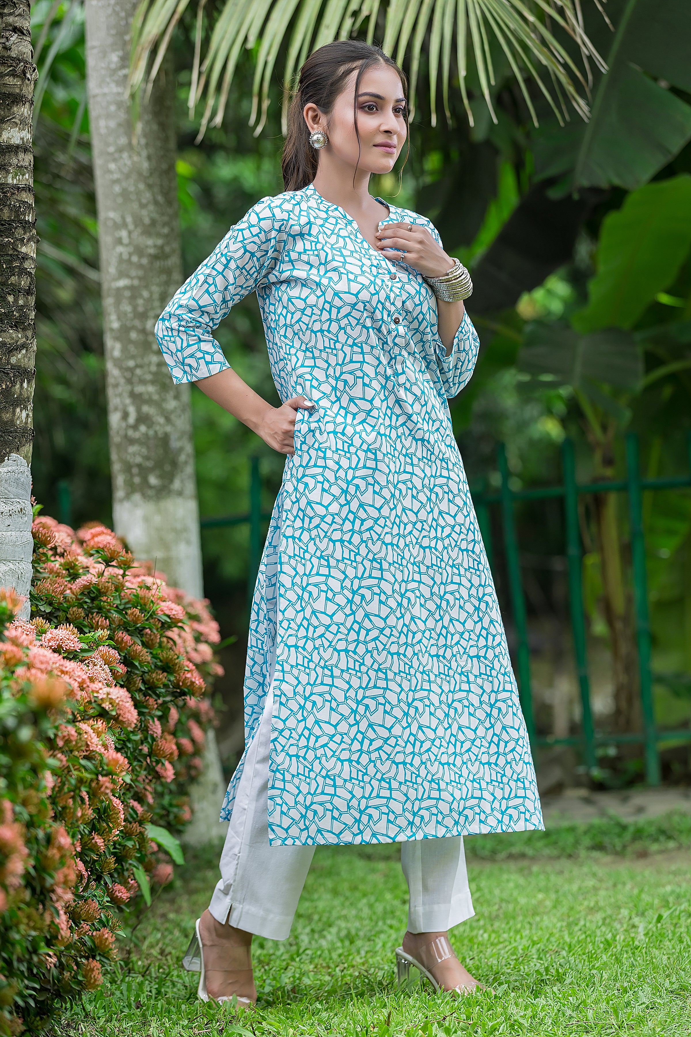 Women's Blue Cotton Kurti
