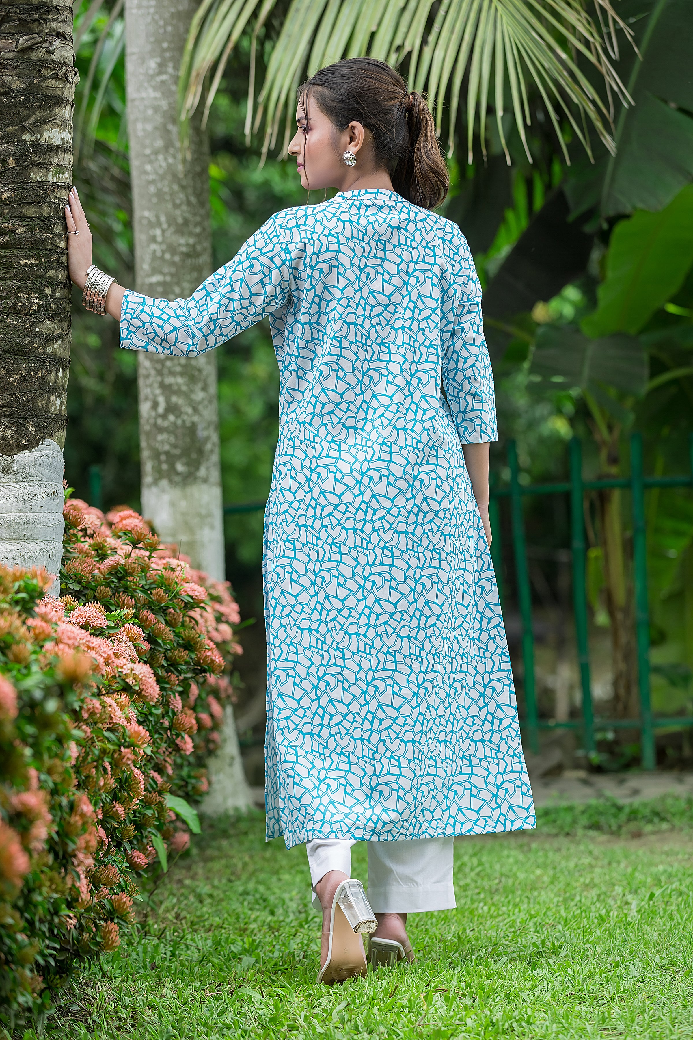 Women's Blue Cotton Kurti