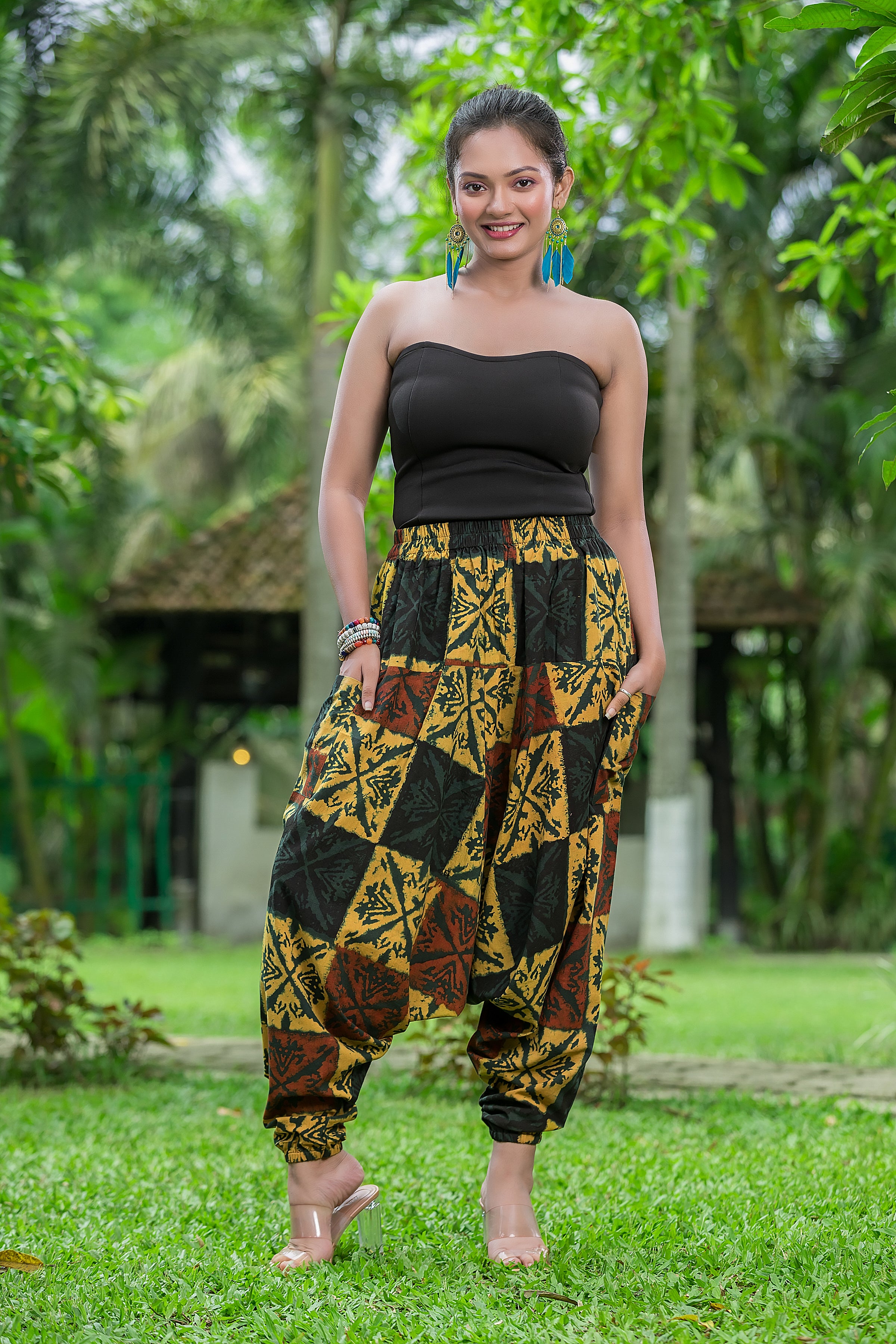 Women's Geometric Printed Cotton Hurem Pant