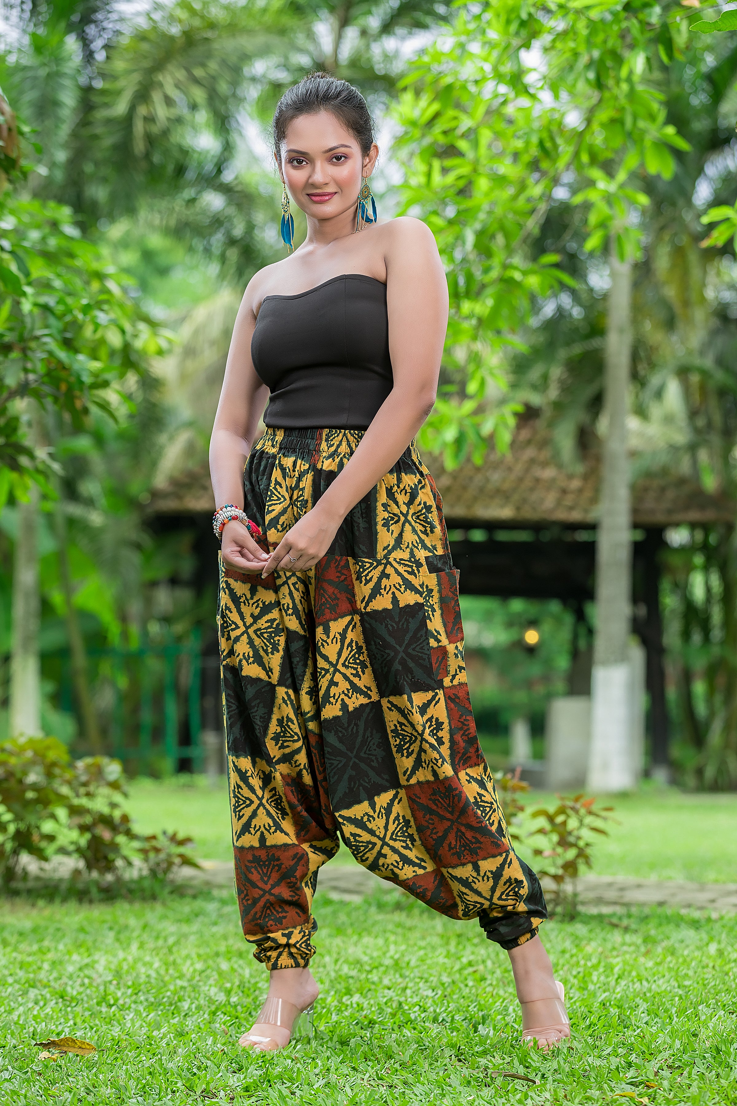 Women's Geometric Printed Cotton Hurem Pant