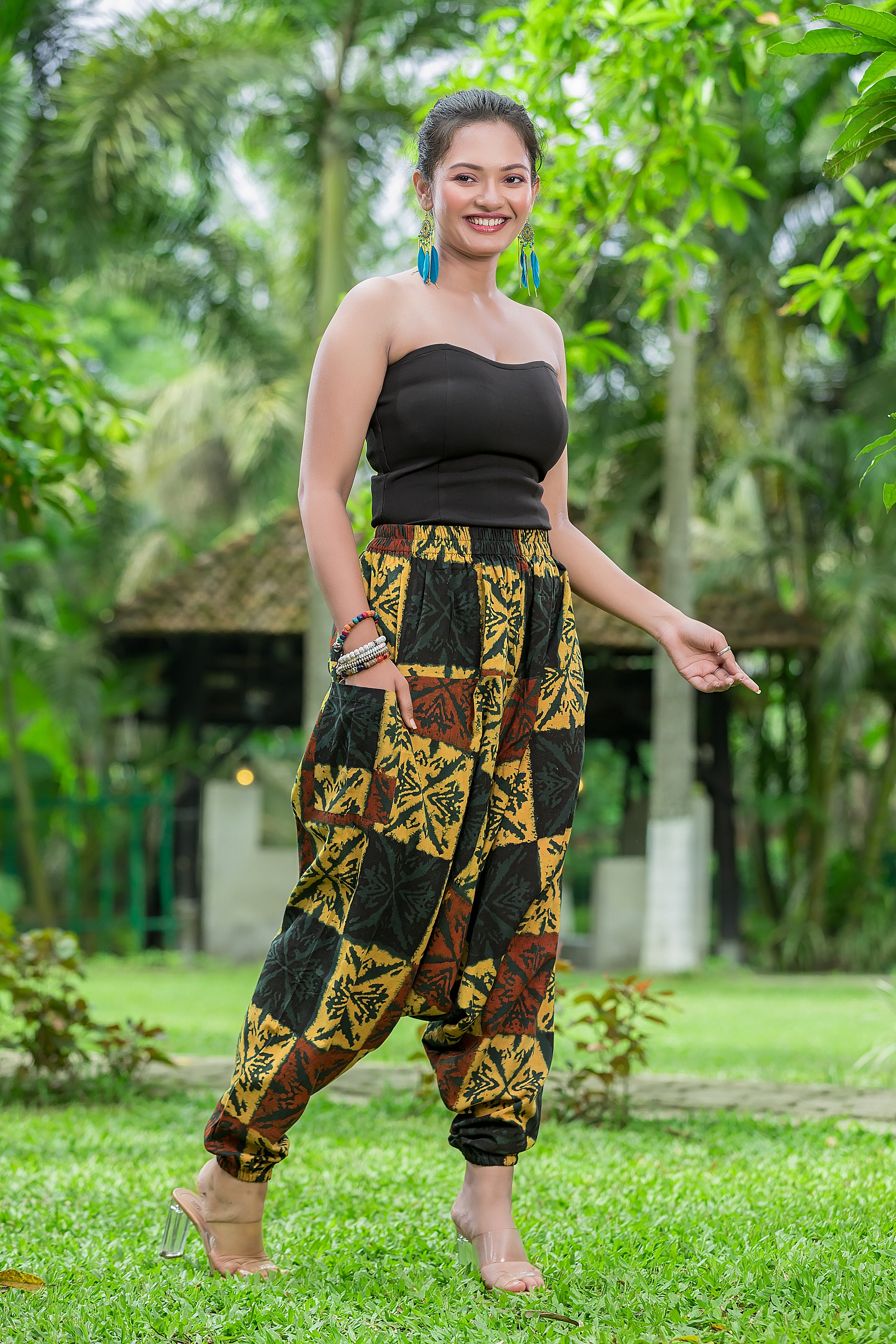 Women's Geometric Printed Cotton Hurem Pant