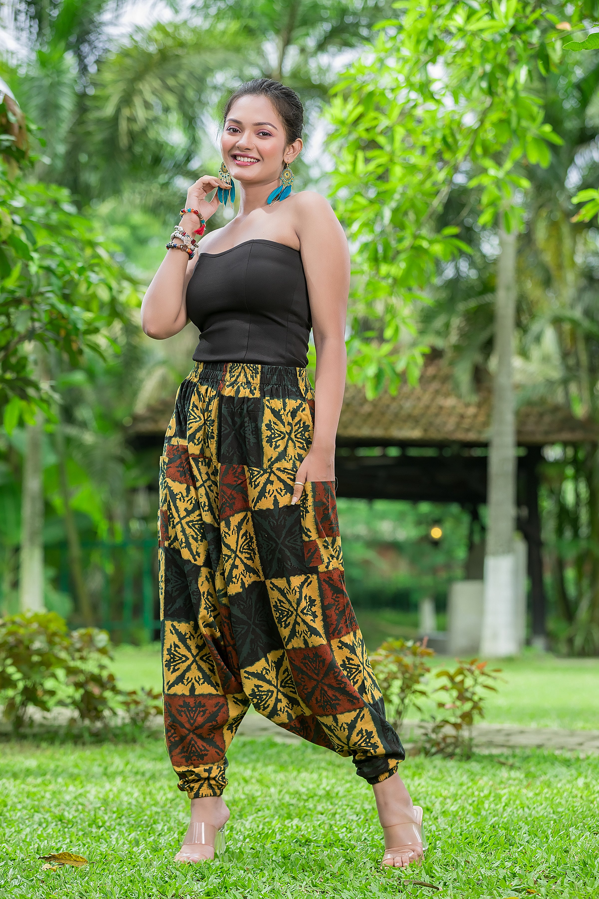 Women's Geometric Printed Cotton Hurem Pant