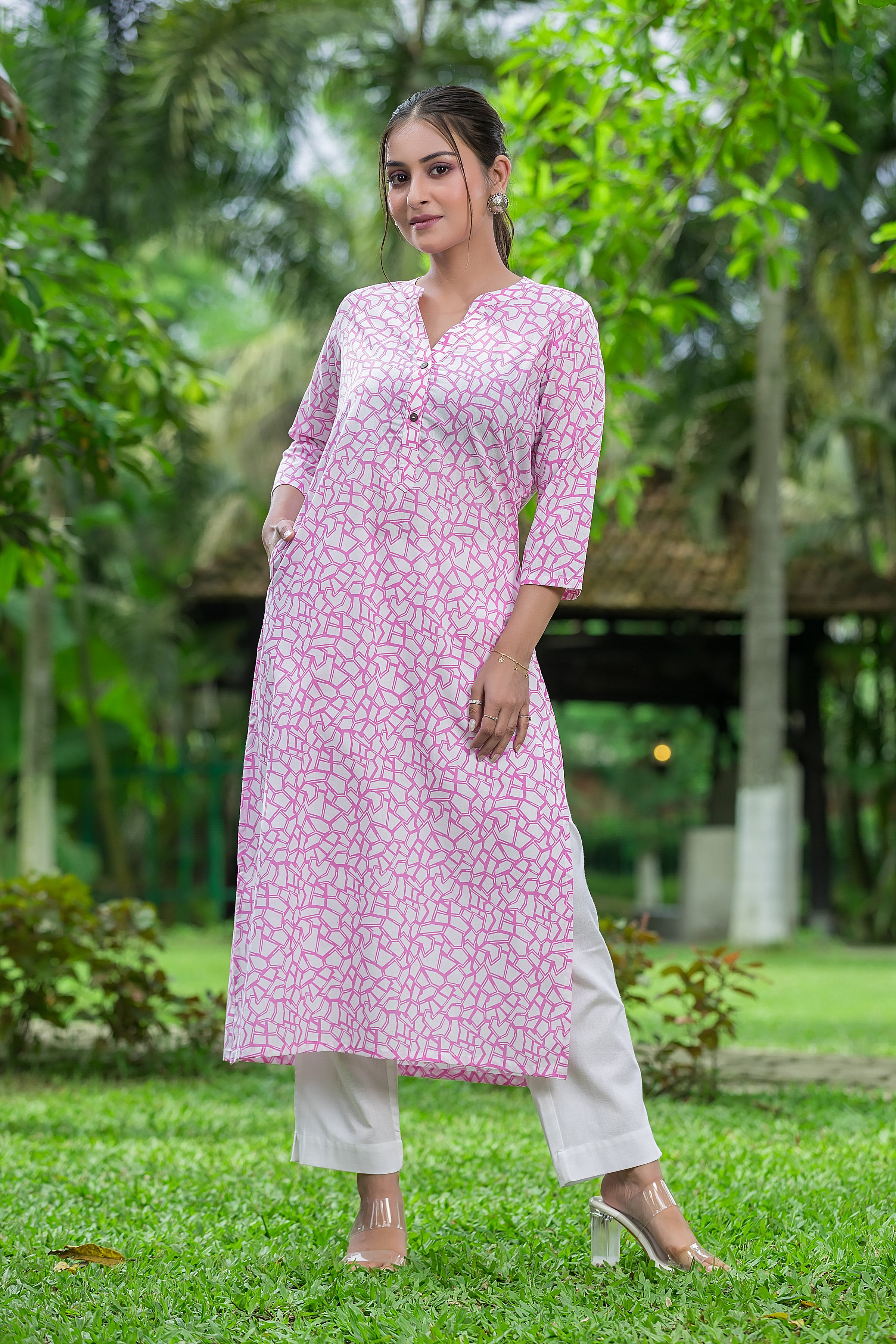Women's Pink Cotton Kurti