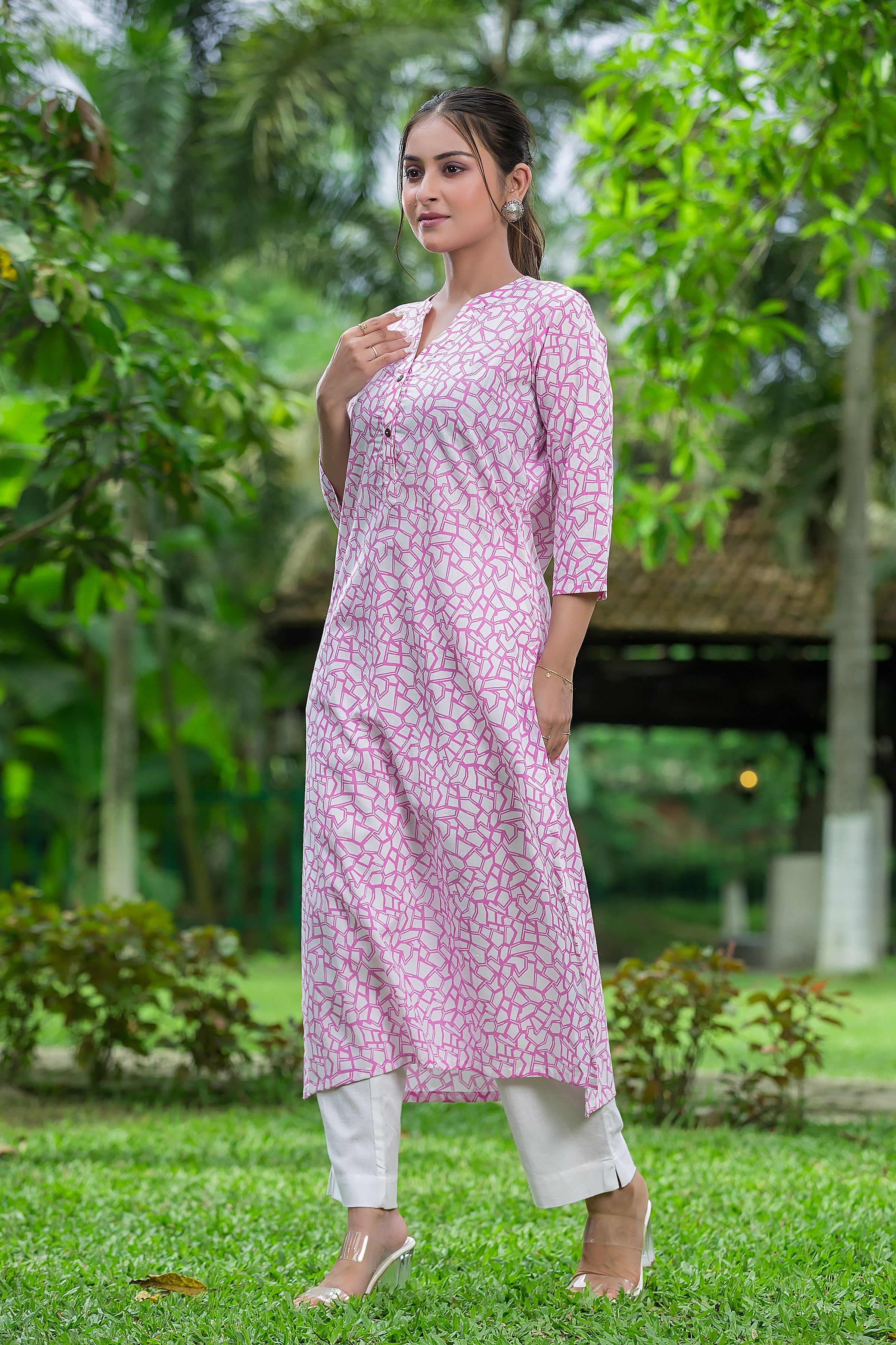 Women's Pink Cotton Kurti
