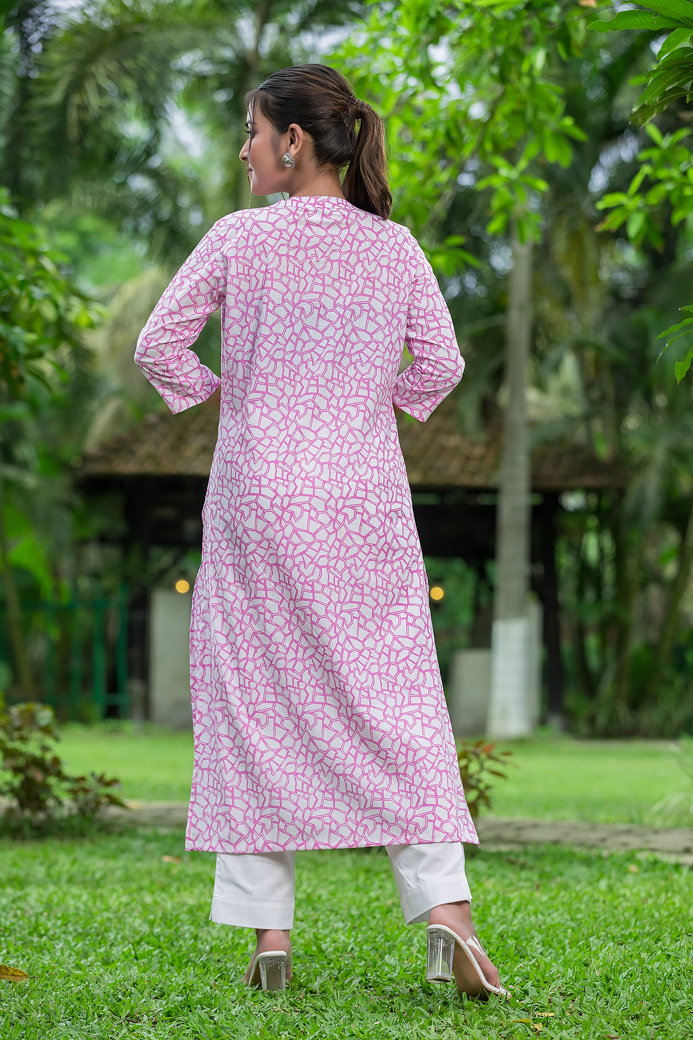 Women's Pink Cotton Kurti