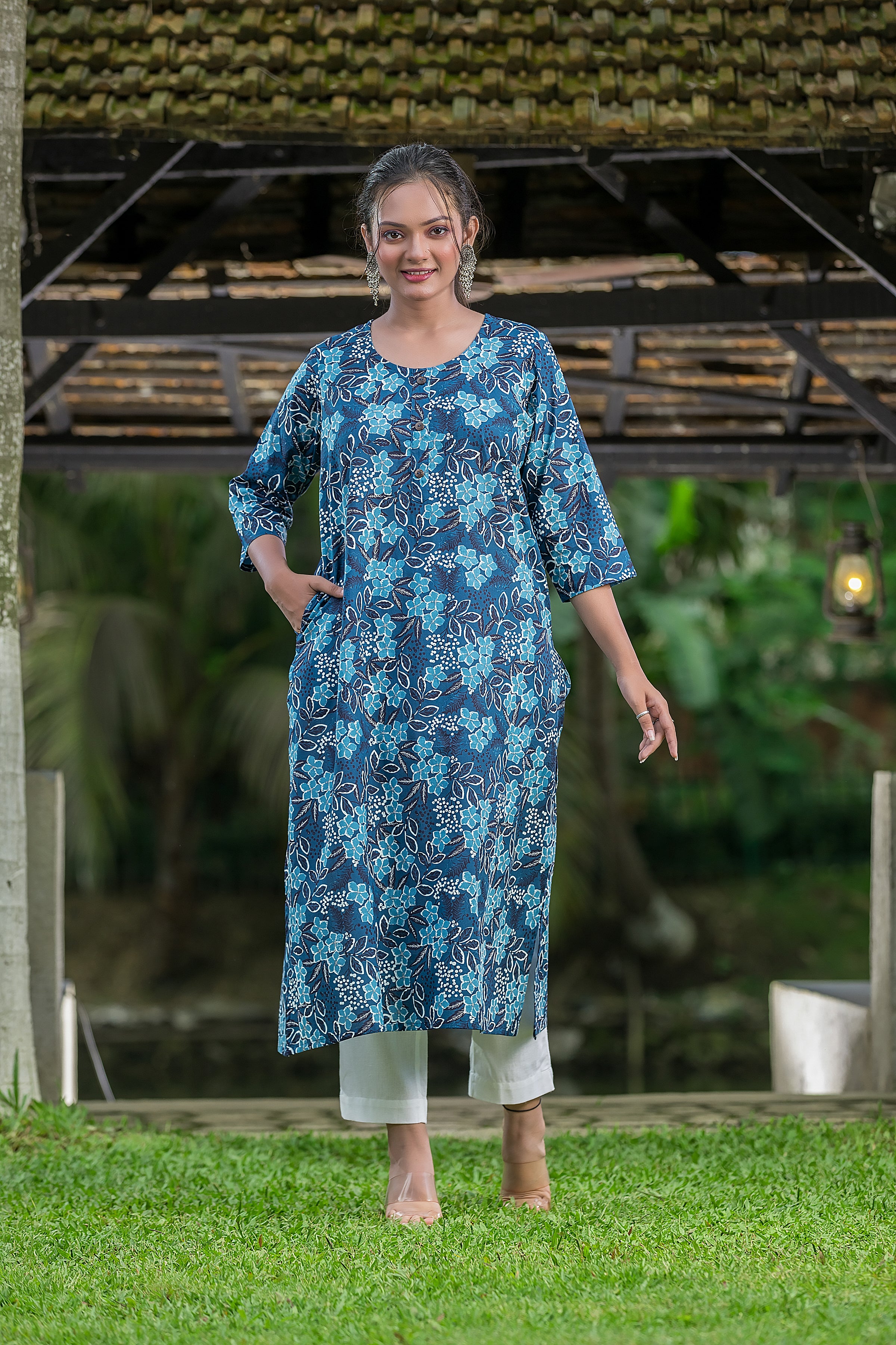 Blue Round Neck Kurta