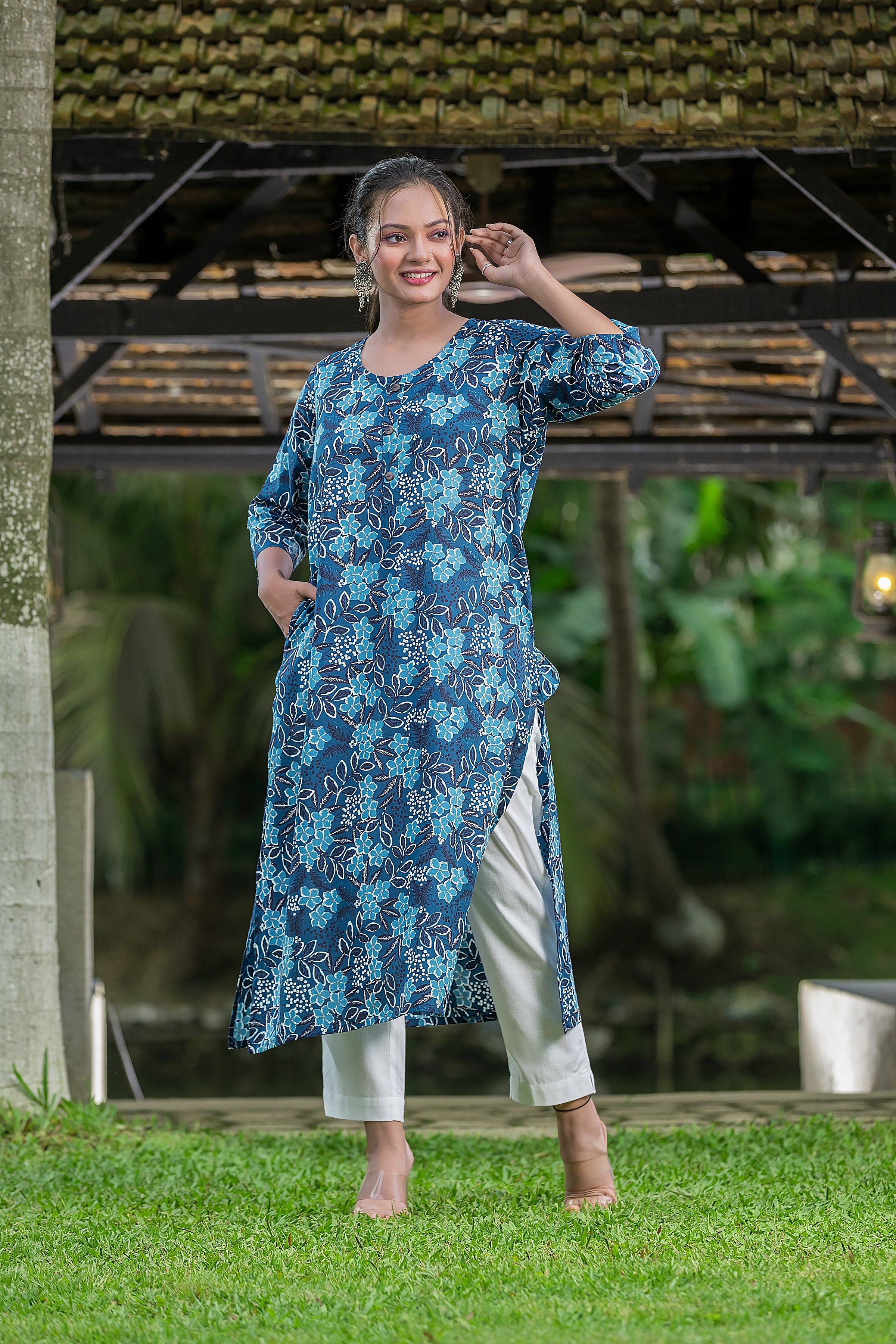 Blue Round Neck Kurta