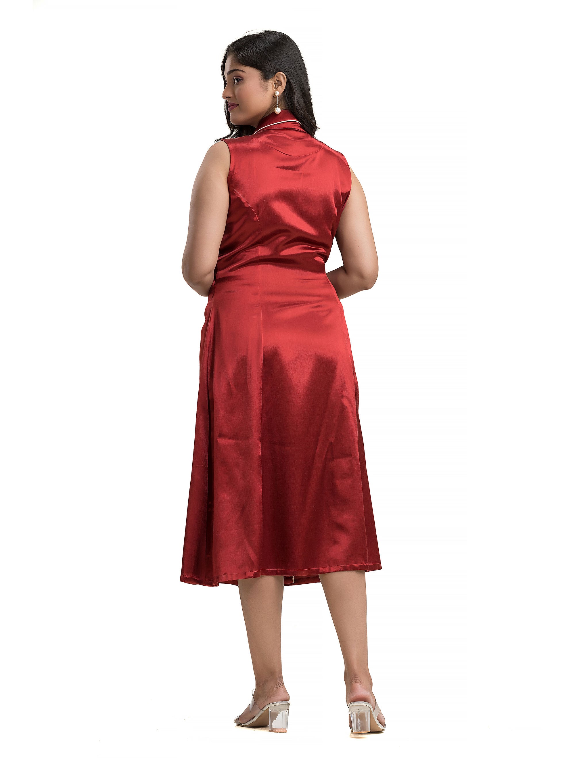 Maroon Body Wrapper Dress in Silk