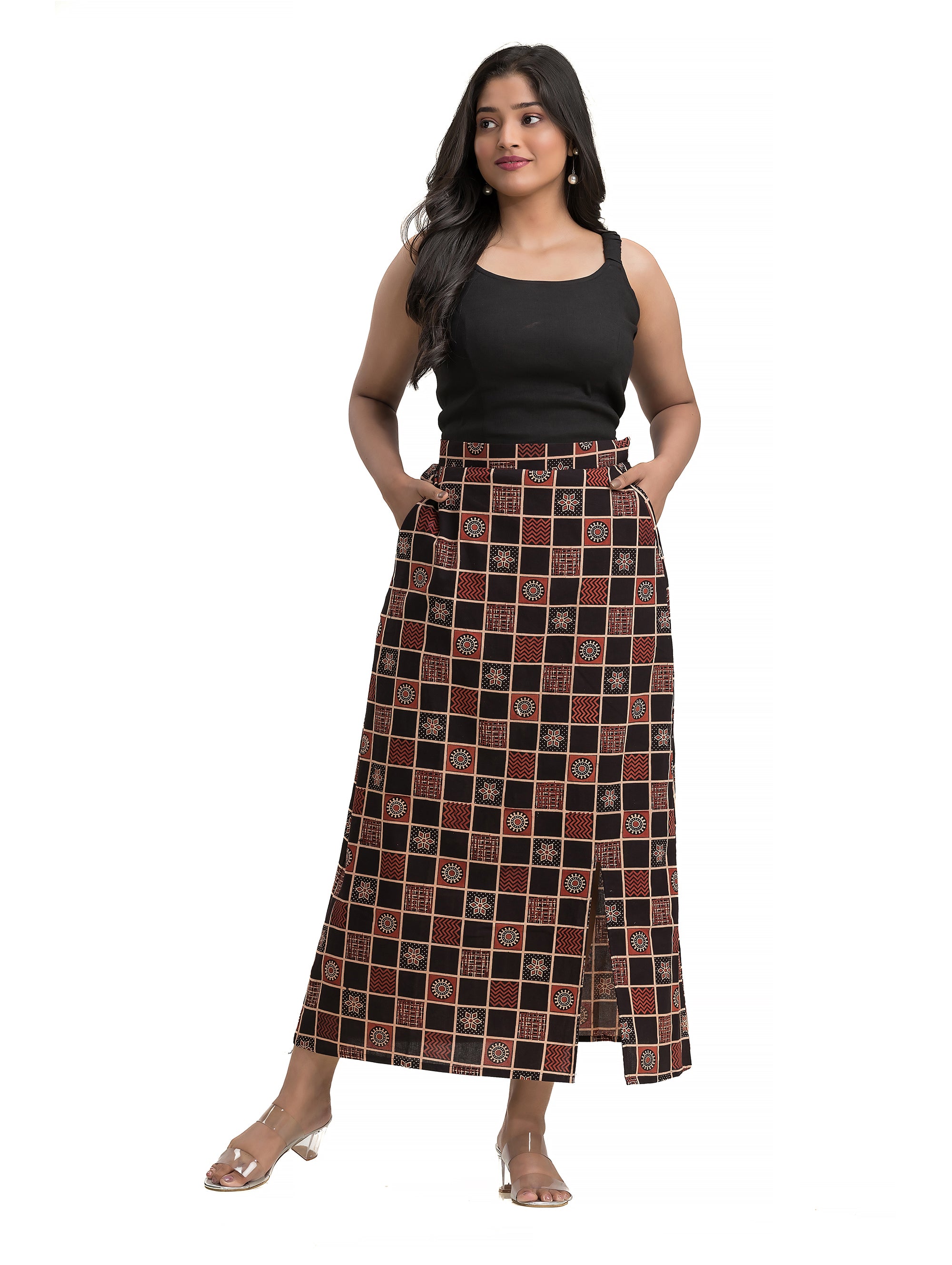 Ajrakh Block Printed Pencil Skirt