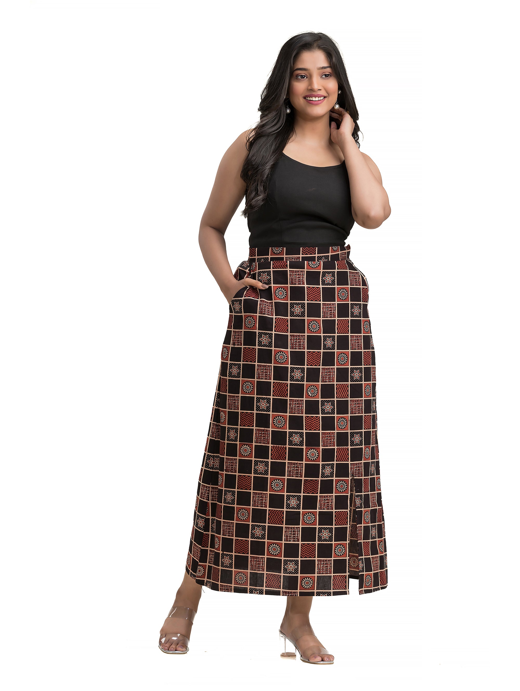 Ajrakh Block Printed Pencil Skirt