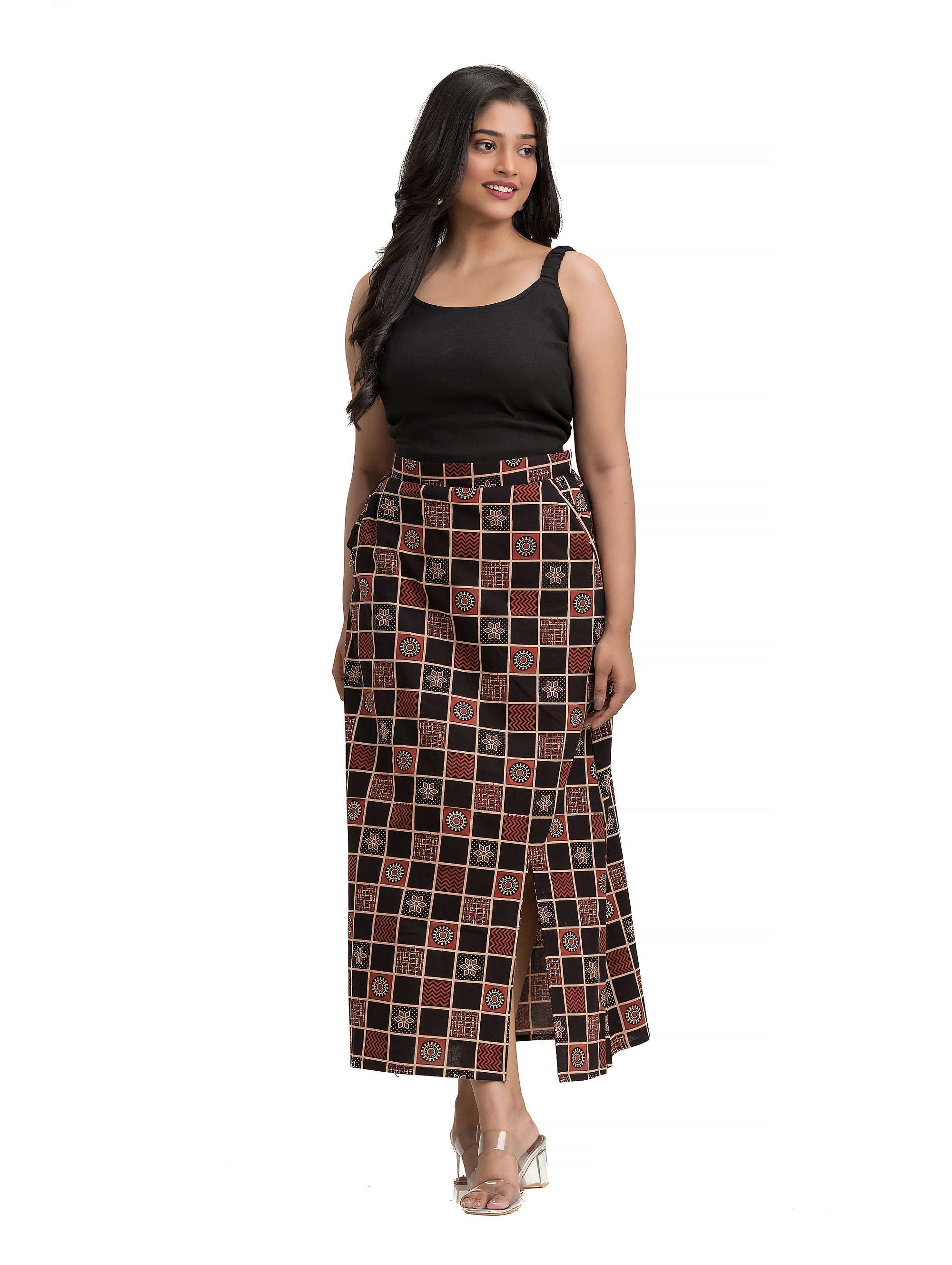 Ajrakh Block Printed Pencil Skirt