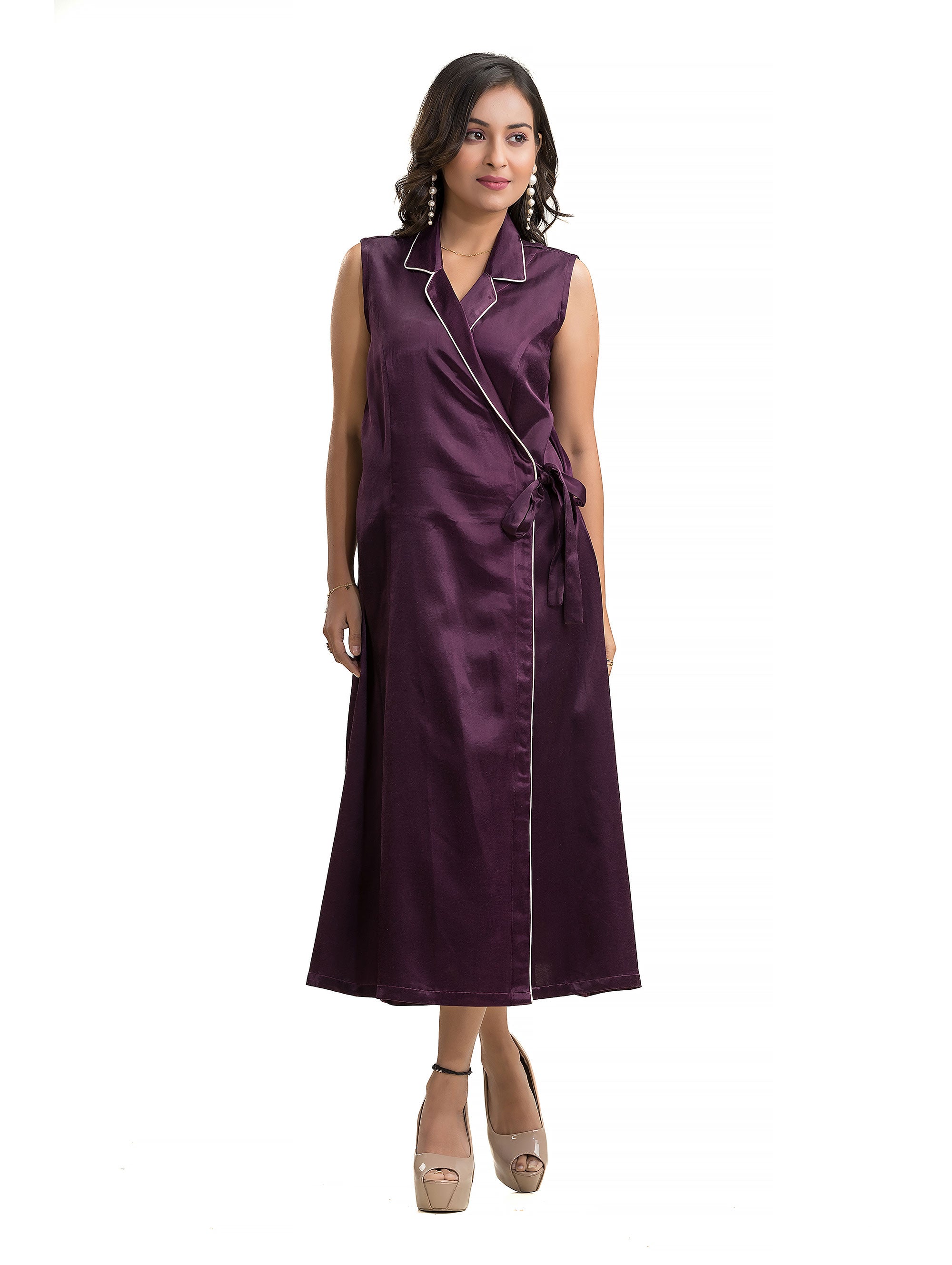 Purple Body Wrapper Dress in Silk