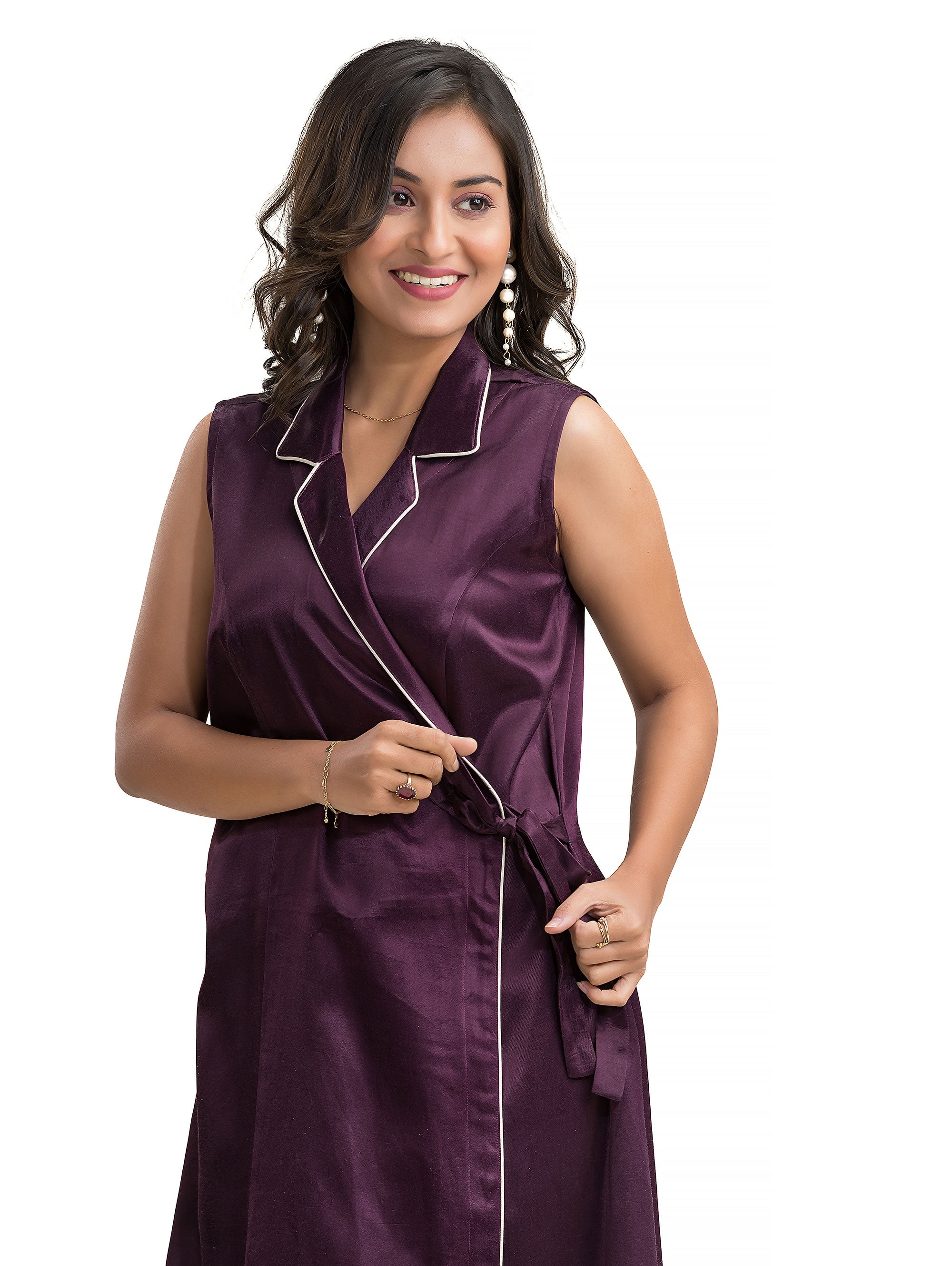 Purple Body Wrapper Dress in Silk