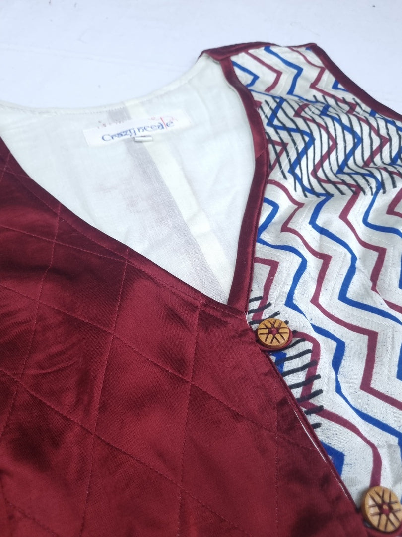 Women's multicolour jacket by Crazy Needle Online featuring a vibrant, stylish design with a front zipper and long sleeves.