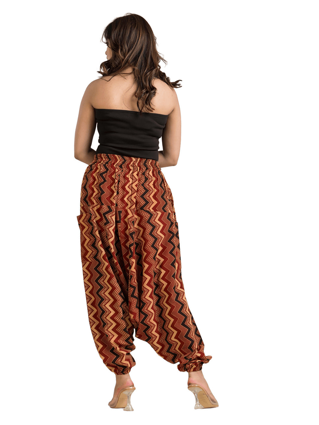 Women's Cotton Maroon Ajrakh Printed Harem Pant