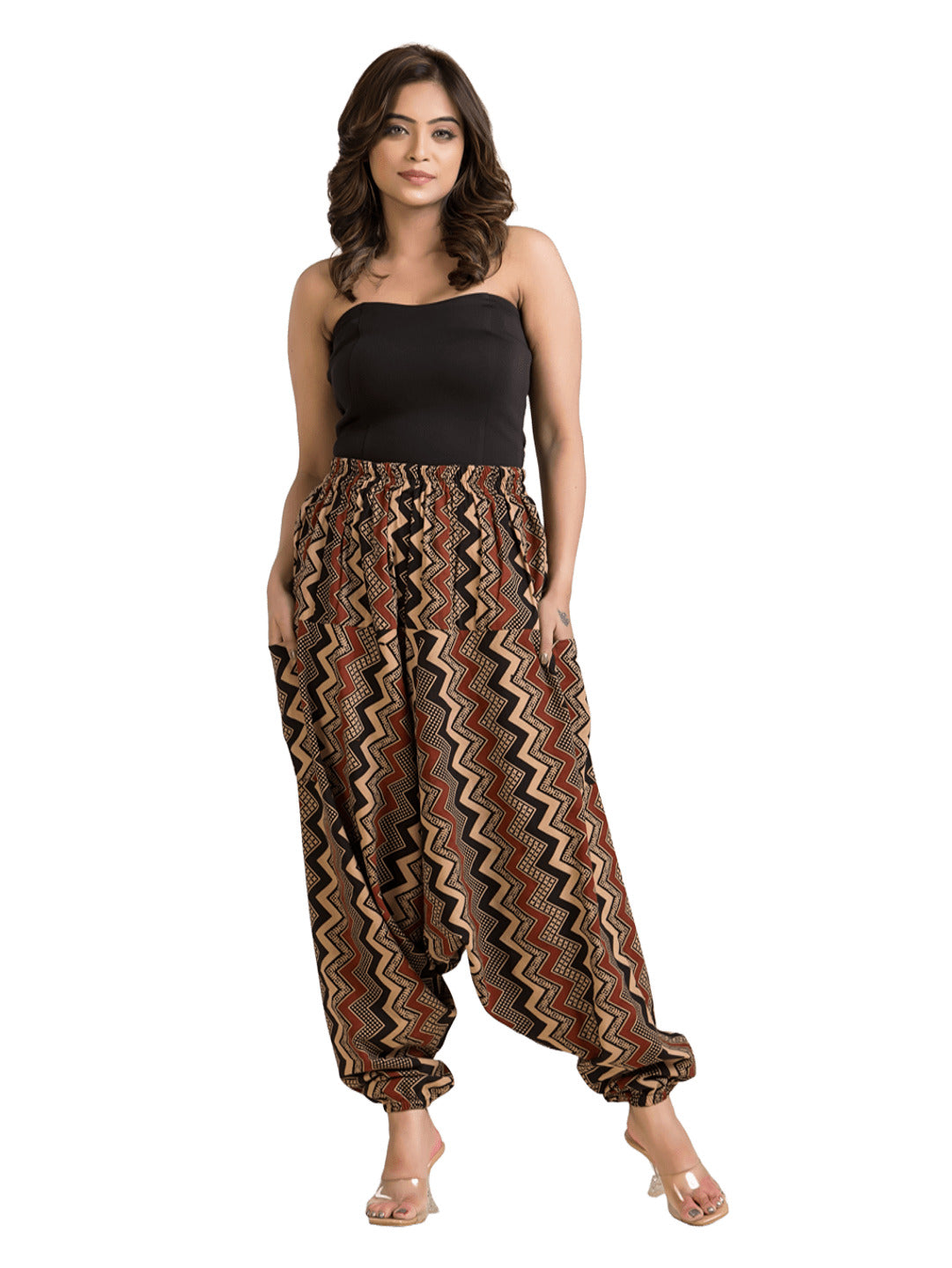 Women's Cotton Black Ajrakh Printed Harem Pant