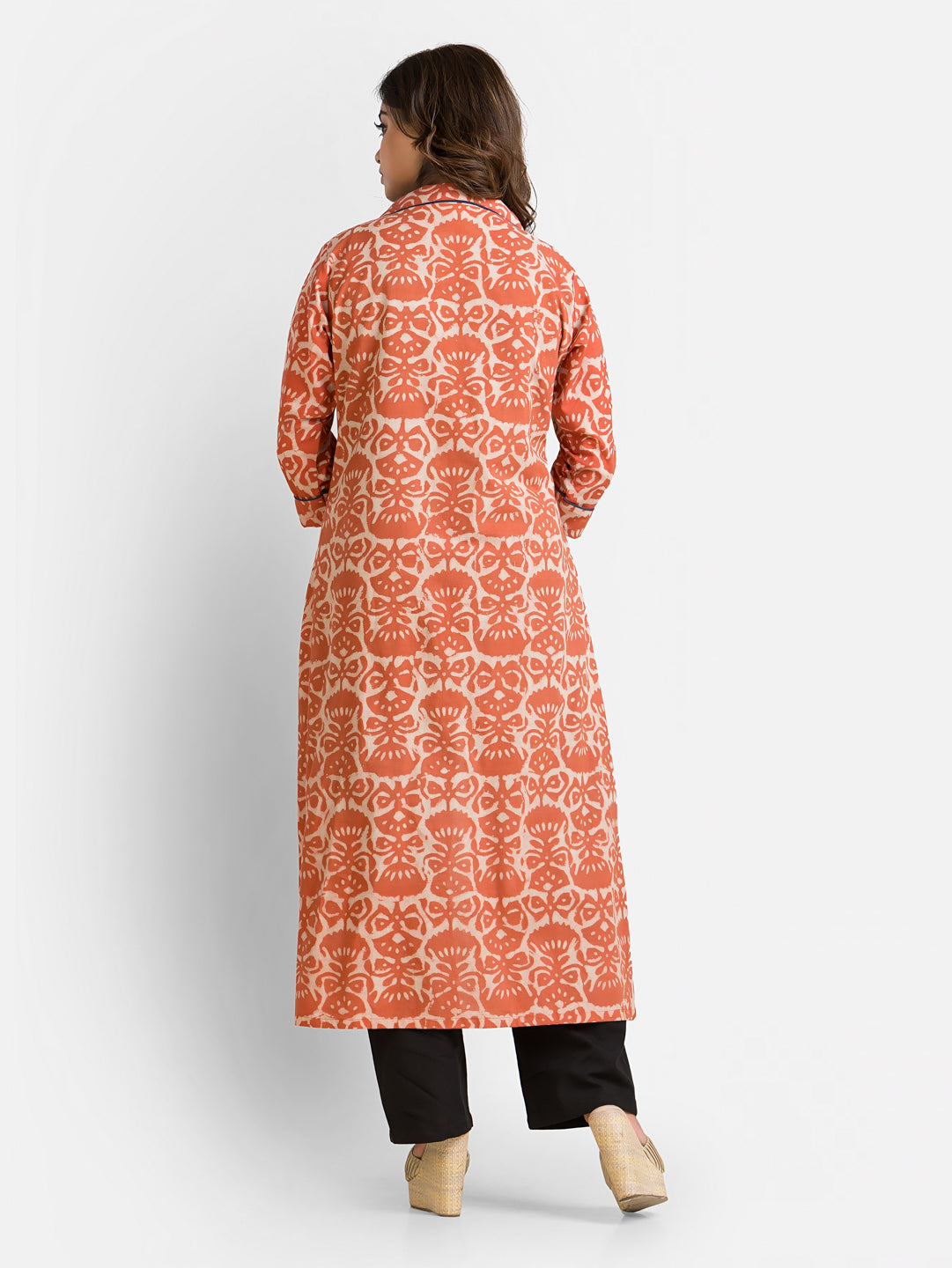 Women's Cotton Orange Long Shrug
