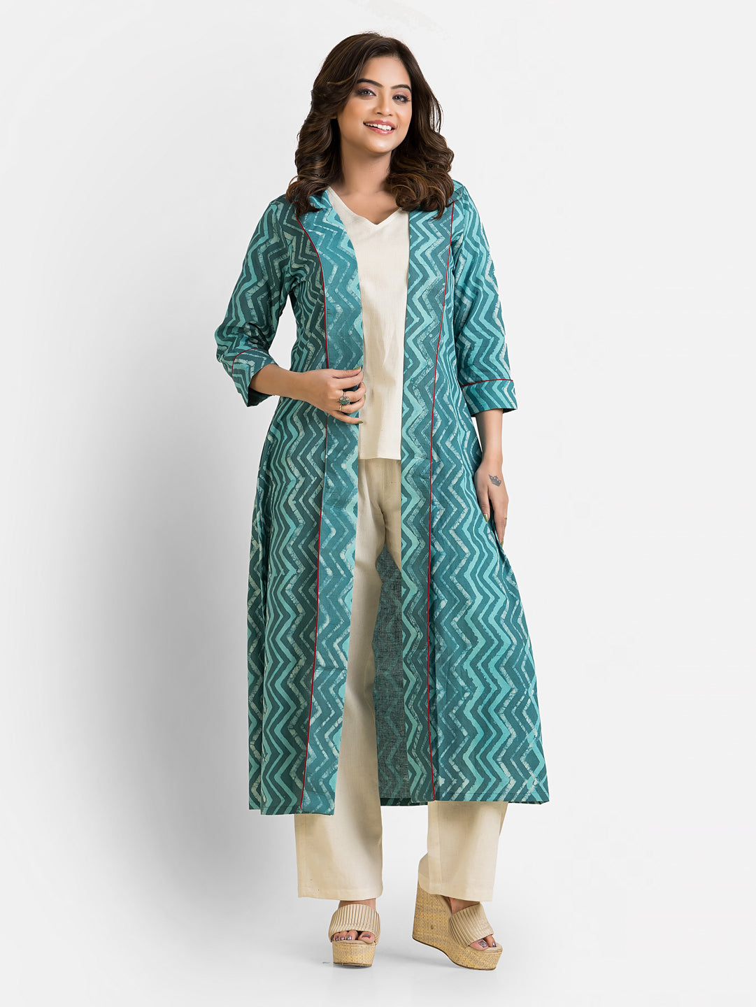 Women's Cotton Green Long Shrug