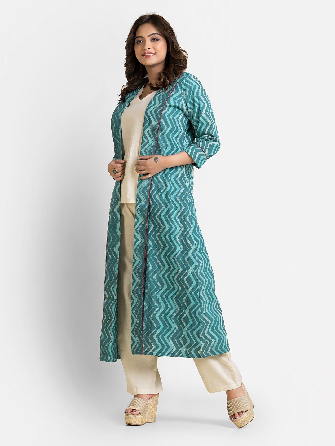 Women's Cotton Green Long Shrug