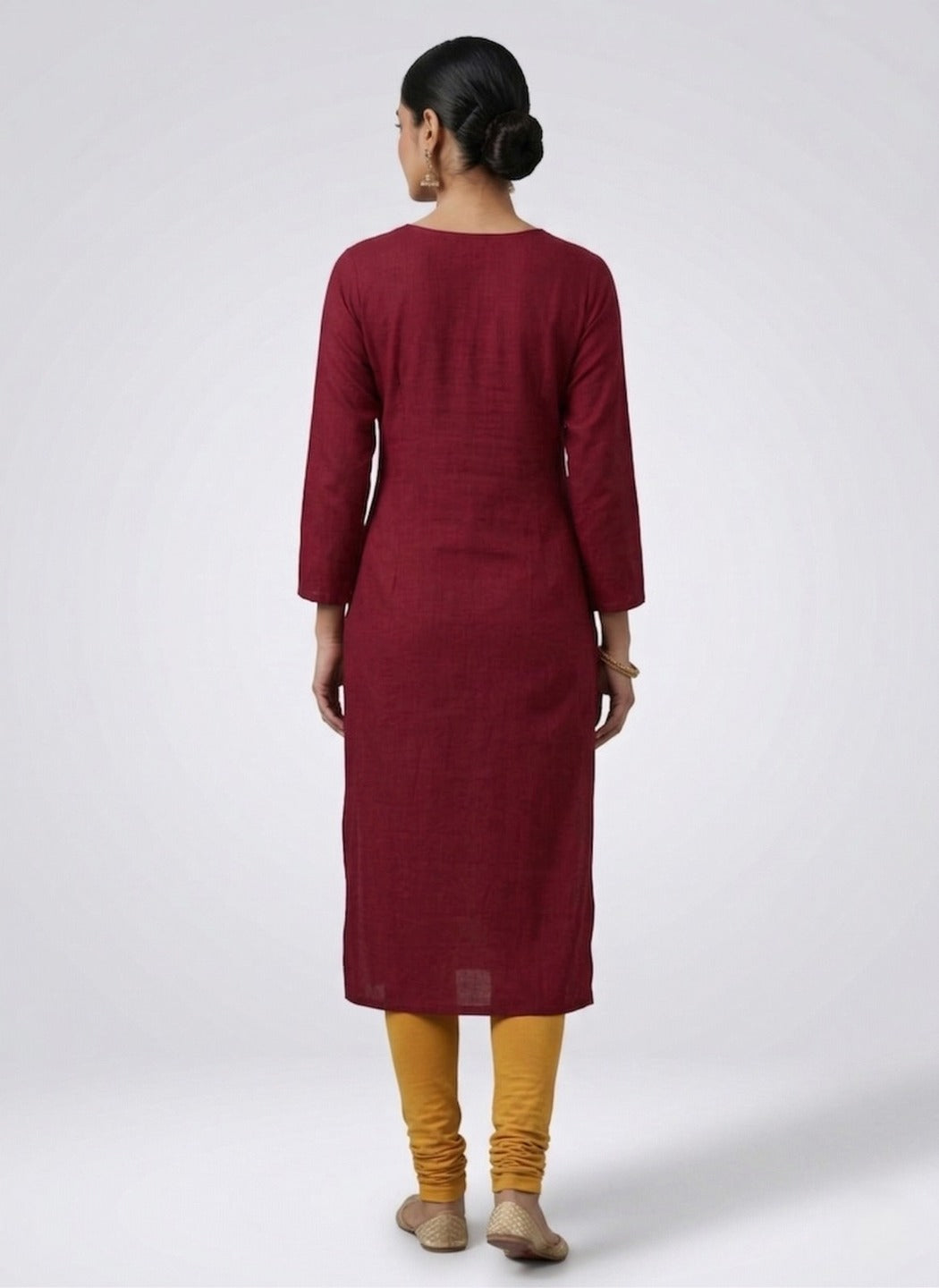Women's Maroon Round Neck Kurti