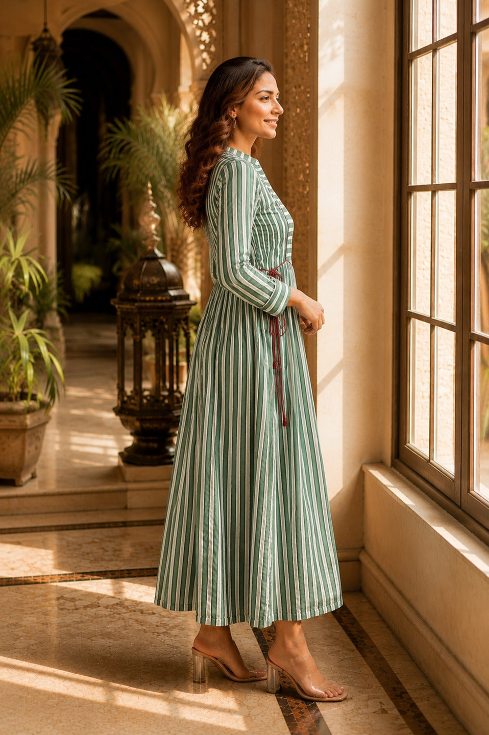 Women's Green 3/4th Sleeves dress