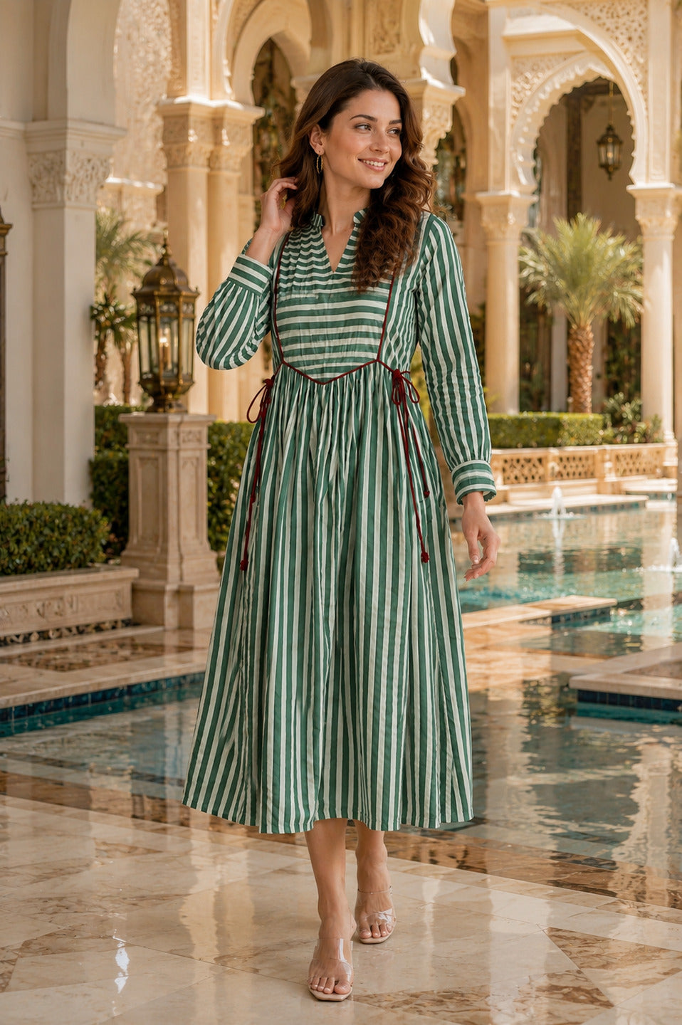 Women's Green 3/4th Sleeves dress